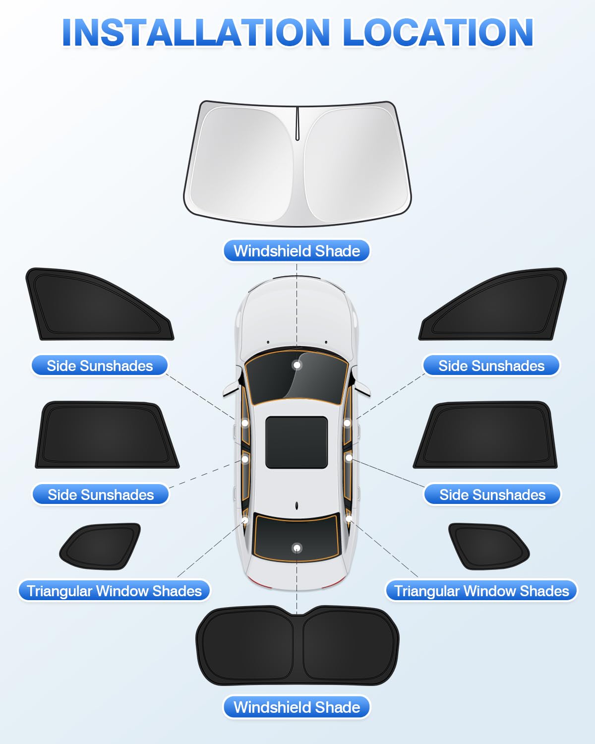 Canvcle Sunshades For 2024-2025 Toyota Grand Highlander Accessories Windshield Sun Shade Side Rear Window Shade Cover Sun Visor