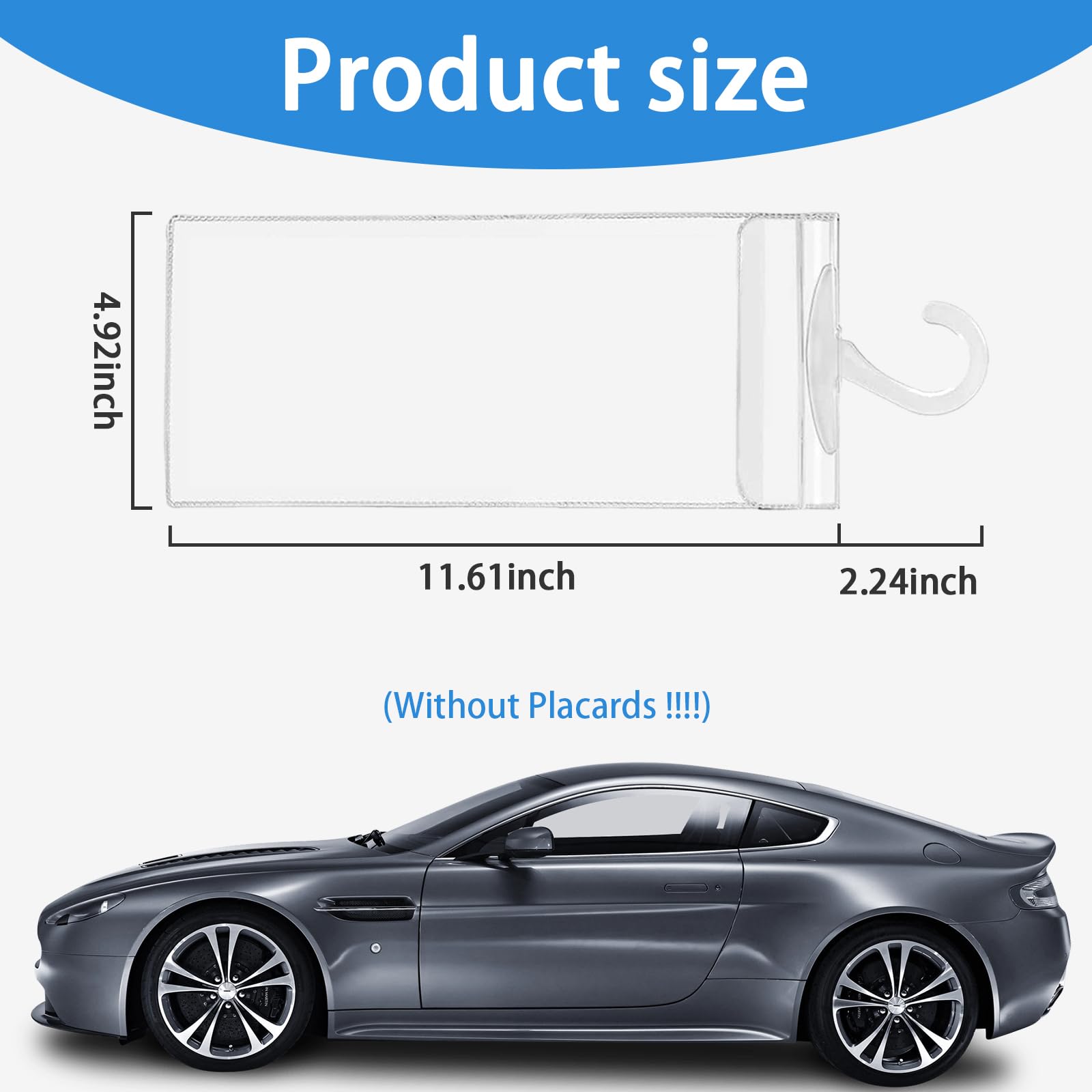 Dickno Handicap Placard Holder, 11.6'' x 5'' Ultra Transparent Disabled Parking Permit Placard Protector with Plastic Large Hang