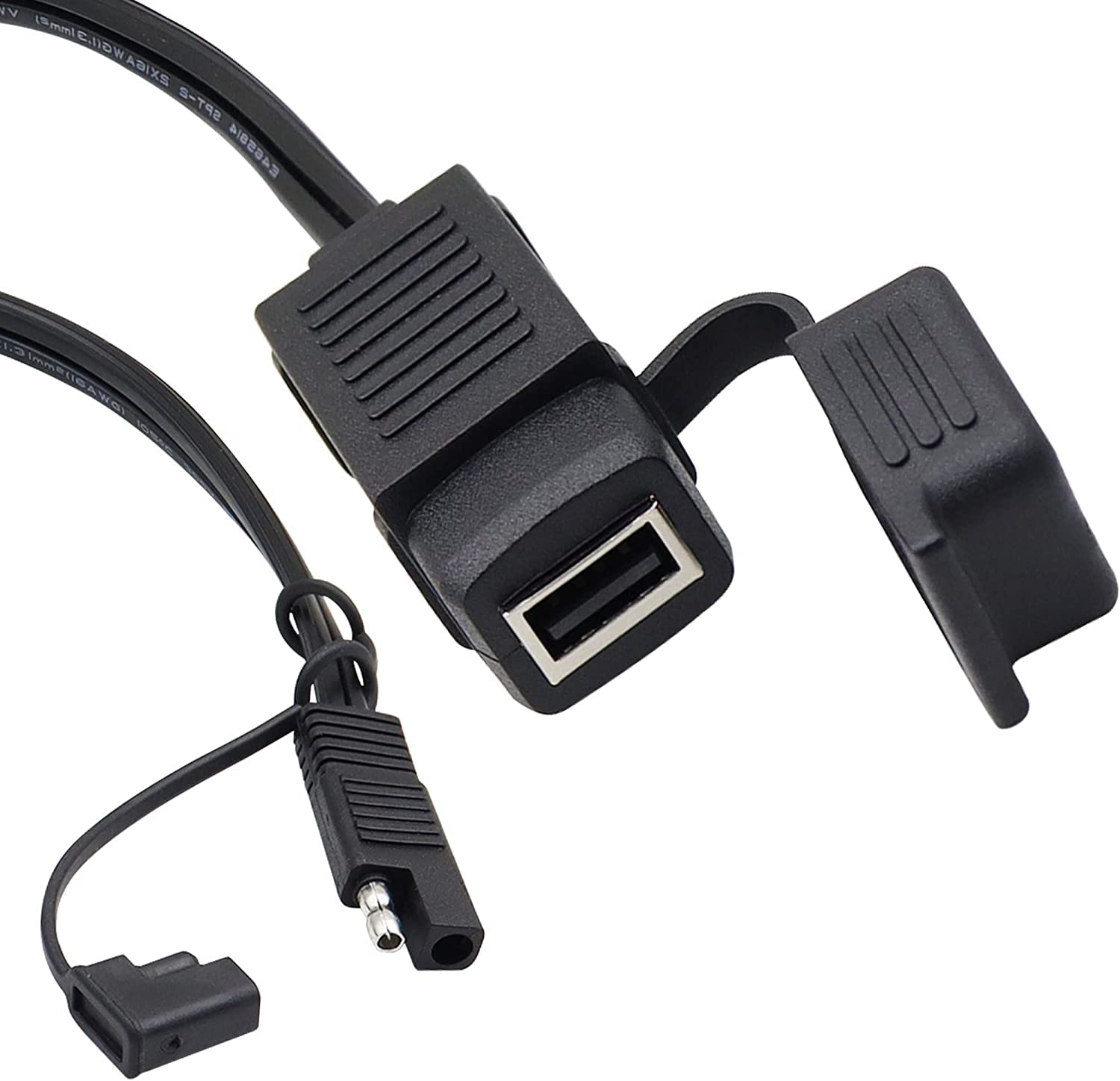 GELRHONR SAE Quick Connector to USB Adapter Motorcycle Cable, 5V 2.1A USB Port Power Socket with Waterproof Cover,Compatible wit