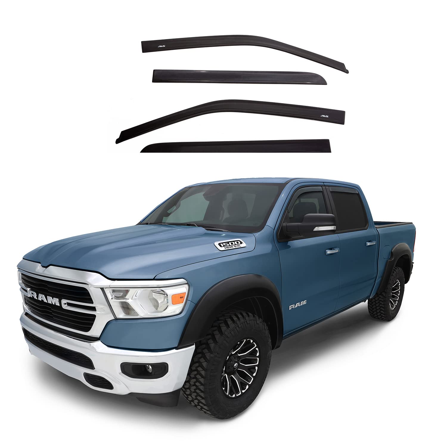 Auto Ventshade [Avs] In-Channel Rain Guards For 2019-2024 Ram 1500 (Classic Body Only), 2009-2018 Ram 1500, 2010-2024 Ram 2500 &