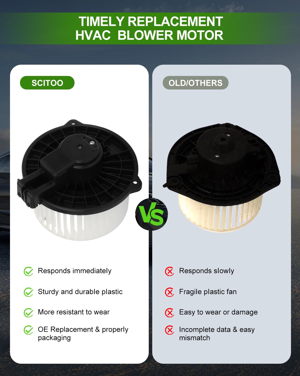Scitoo Hvac Heater Blower Motor With Fan Cage Rear 700302 For Honda For Odyssey V6 3.5L 2011-2017,For Toyota For Sienna V6 3.3L