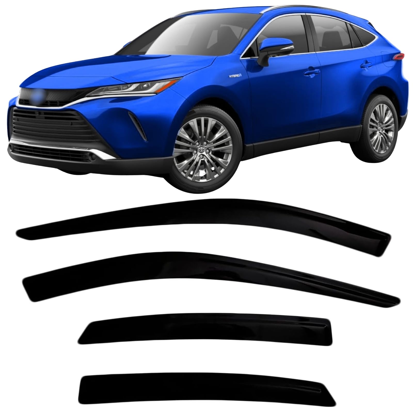 2021-2024 Tape-On Rain Guards For Toyota Venza Side Window Deflector Visors Le Nightshade Limited Durable Tinted Vent Shade 2022