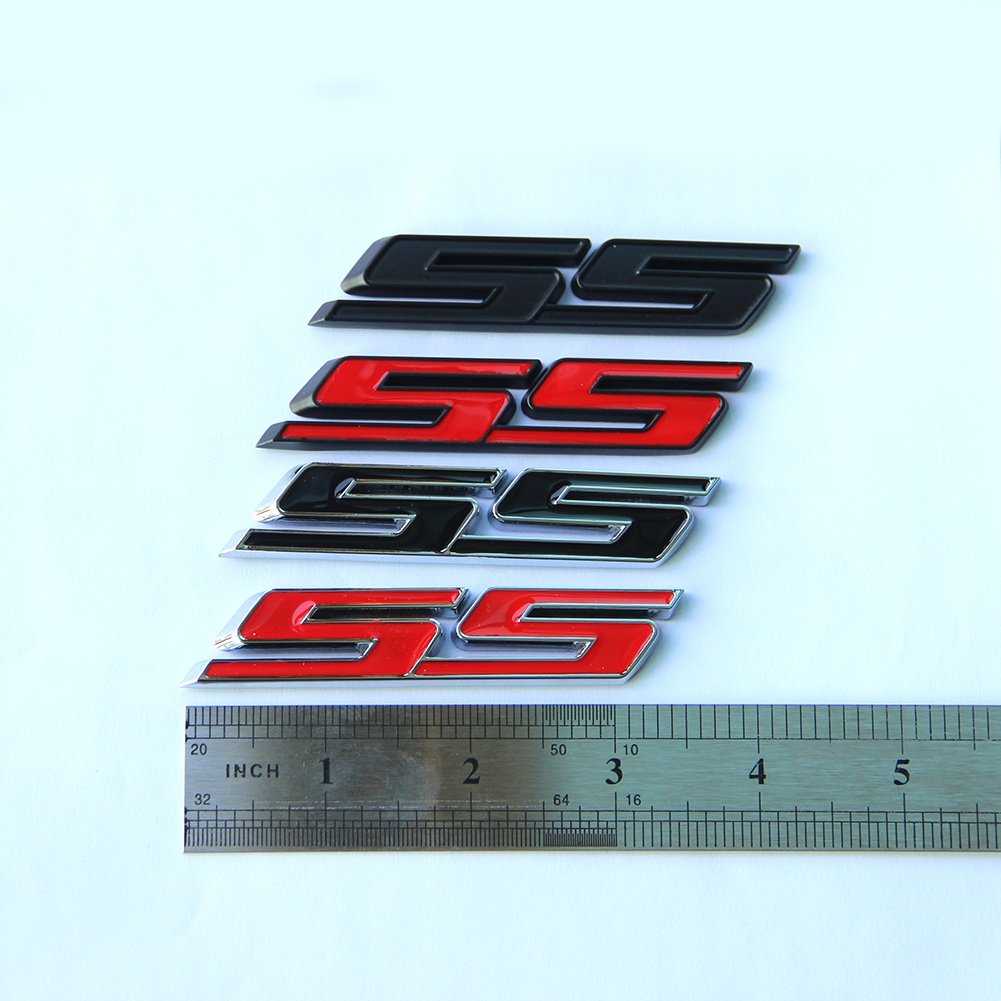 2Pack Oem Black Ss Emblem 3D Badge Decal Compatible With Camaro Ss Z71 1Le Flat Matte Red