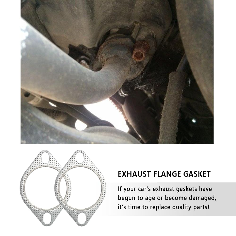 2 PCS Car Exhaust Gasket,2.5'' 2-Bolt Exhaust Flange Gasket Replacement OEM#120-06310-0002,Standard Exhaust Manifold Gasket Car