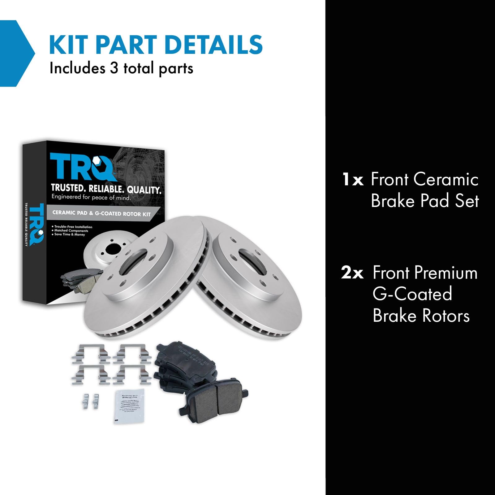 Trq Front Premium Posi Ceramic Brake Pad & Coated Rotor Kit For 06-11 Chevy Hhr