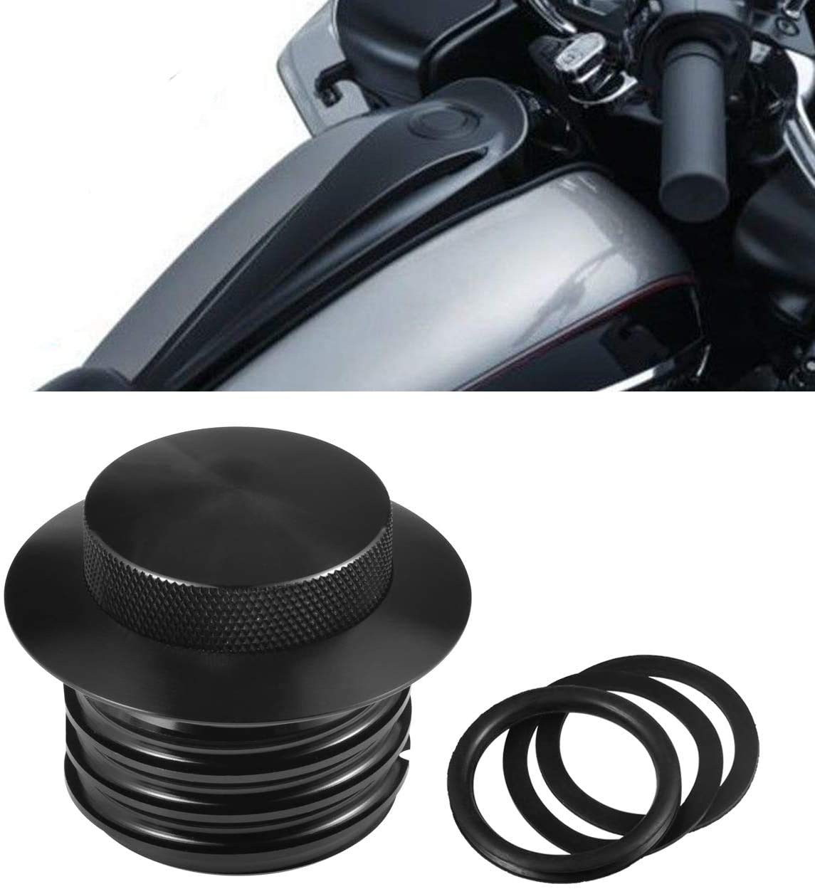Harley Flush Pop-Up Gas Storage Cap,Gas Cap,Motorcycle Clockwise Fuel Gas Oil Tank Cap, Black Pop-Up Gas Cap For 1982-2018 Vente