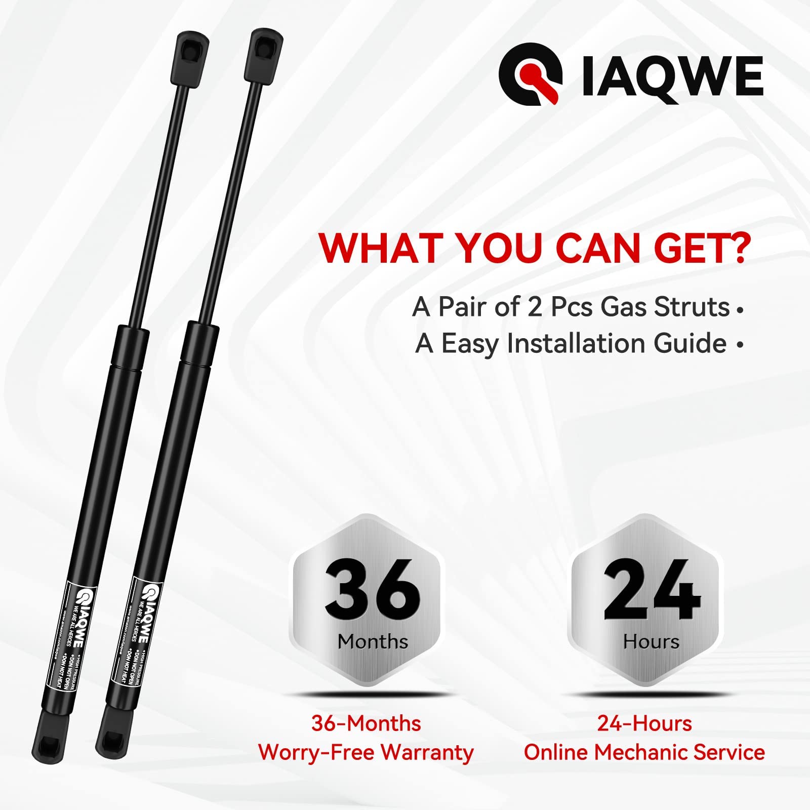 C16-02622 17 28Lbs/127N Gas Struts Spring Shocks Lift Support For Leer Are Snugtop Camper Shell Truck Topper Rear Window Truck Cap Canopy Door Boat Hatch Toolbox Lid 2Pcs By Iaqwe