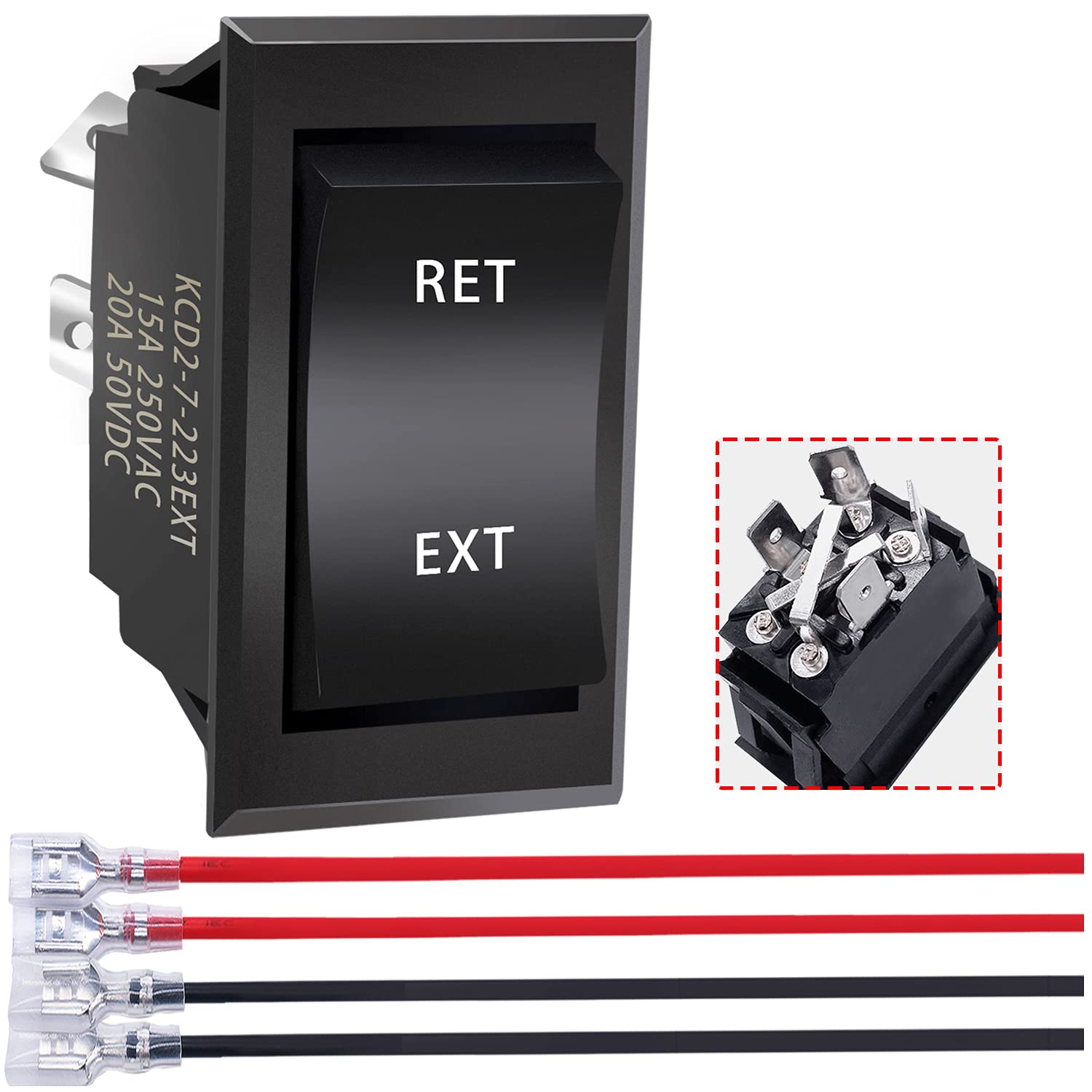 Mankk 4 Pin Dpdt Momentary Rv Jack Switch Dc12V Reverse Polarity Rocker Switch 20A (On)-Off-(On) Motor Control Switch With Pre-W