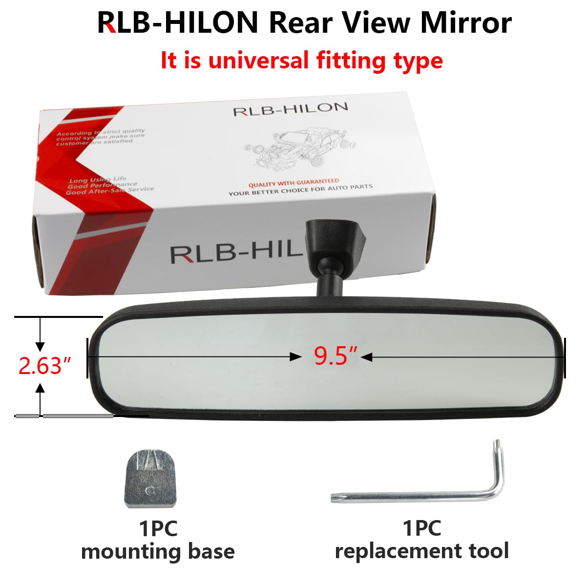 Rlb-Hilon 9.5    Rear View Mirror, Universal Fit Type, Compatible With Jeep Wrangler Kia Optima Soul Sorento Nissan Rogue Altima