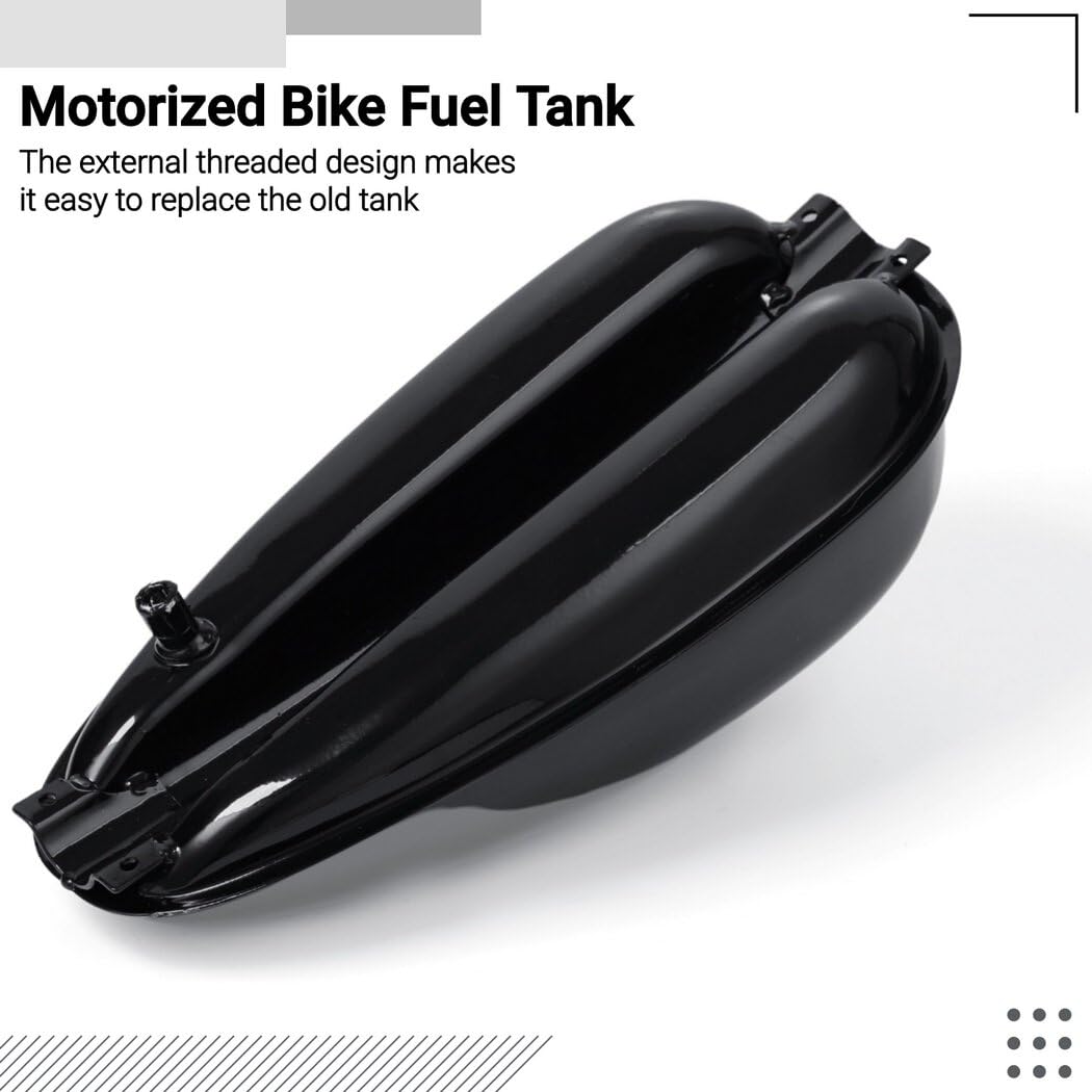 Yeesport Motorized Bike Fuel Tank, 4L / 1 Gal Replacement Gas Fuel Petrol Tank For 49Cc 66Cc 80Cc Motorized Bicycles, Easy To Install, Include Tank Cap & Switch Valve, Black (4L/1Gal) (4L/1Gal)