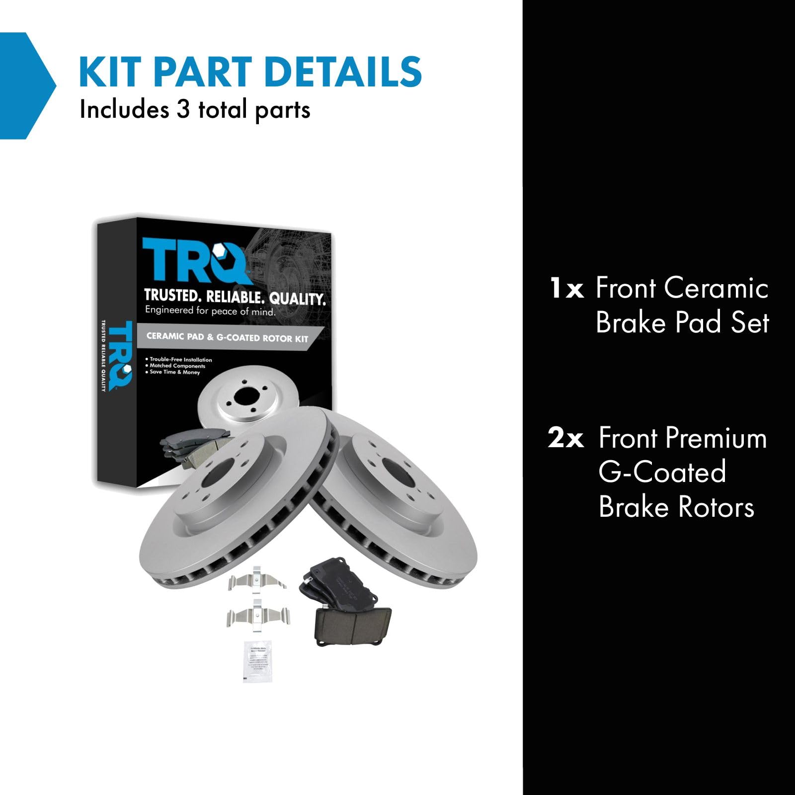 Trq Front Brake Pad & Rotor Kit Brake Pads Brake Rotor Ceramic Premium G-Coated Compatible With 2007-2014 Subaru Impreza 2015-20