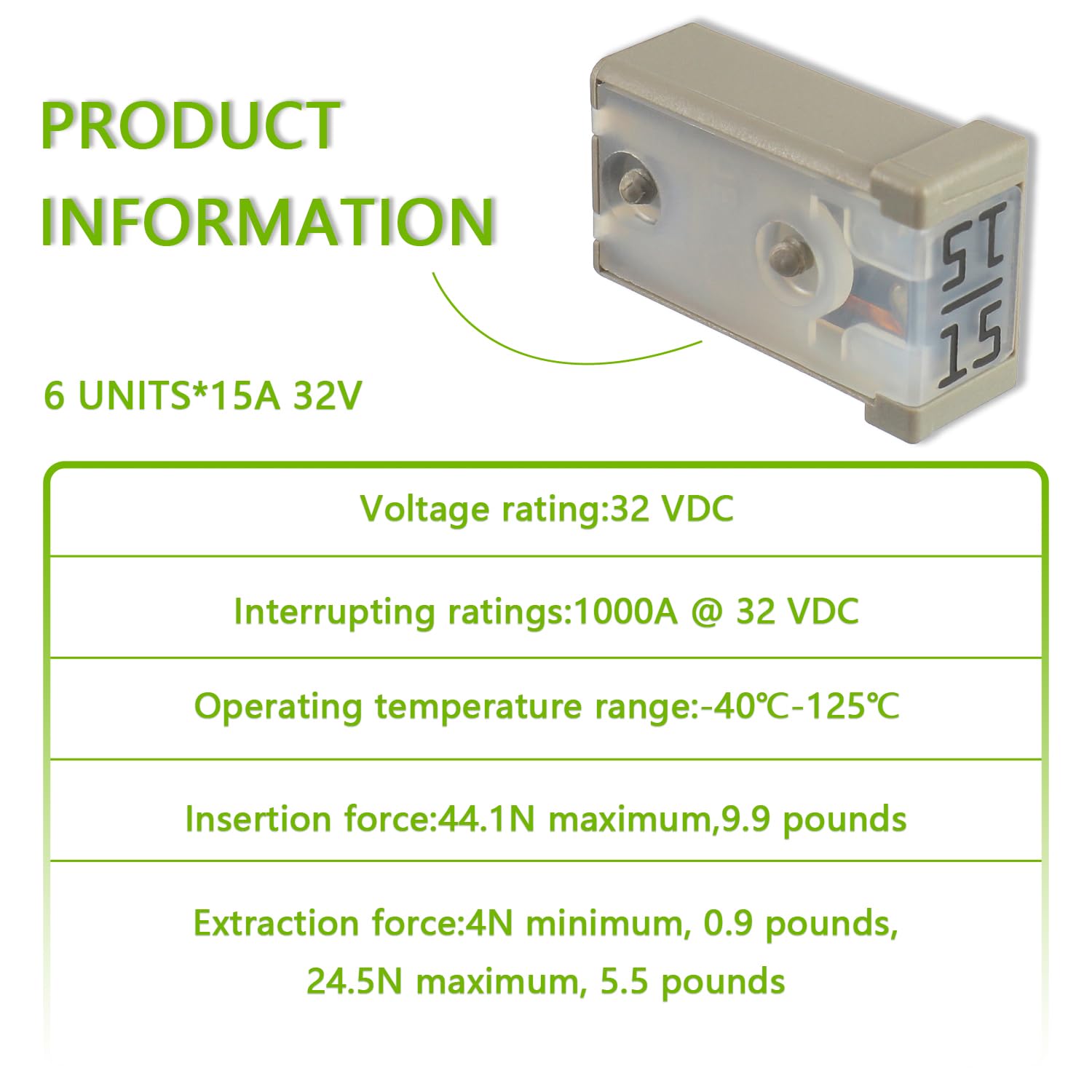 EPLZON 15A 32V Mini Automotive MCASE Shaped Cartridge Fuse Kit(Pack of 6pcs,15A)