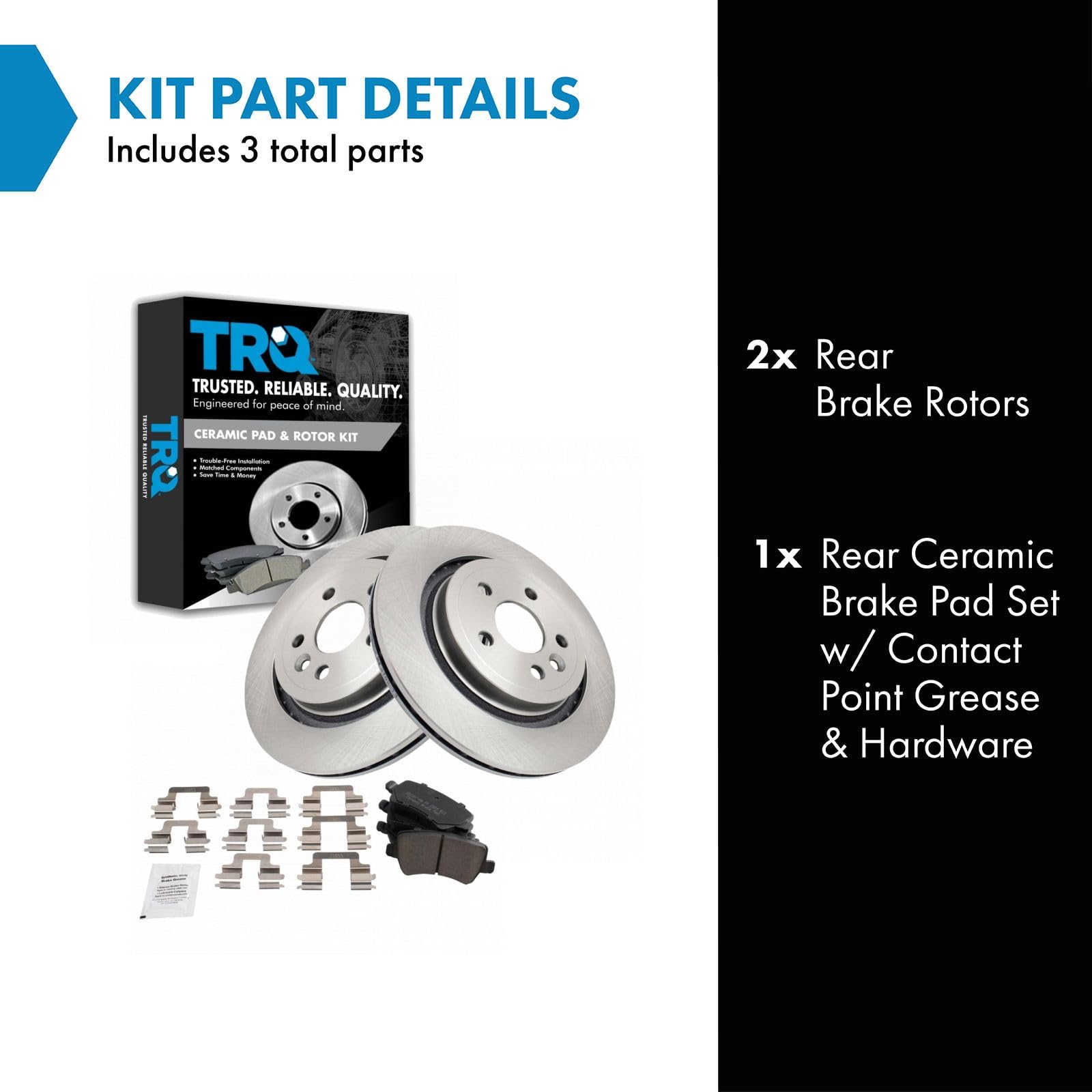 TRQ Rear Brake Pad & Rotor Kit Brake Pads Brake Rotor Ceramic Compatible with 2011-2018 Volvo S60 2007-2016 S80 2015-2018 V60 20