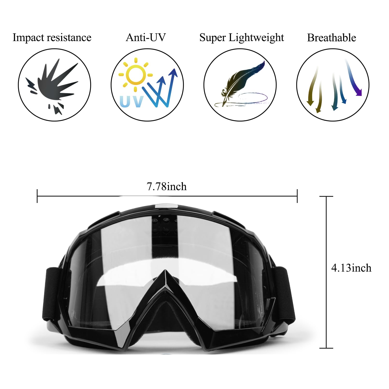 ATV Goggles Dirt Bike Goggles 2-Pack Motorcycle Motocross Goggles for Men Women MX Riding Goggels UTV Helmet Goggles Offroad Gog
