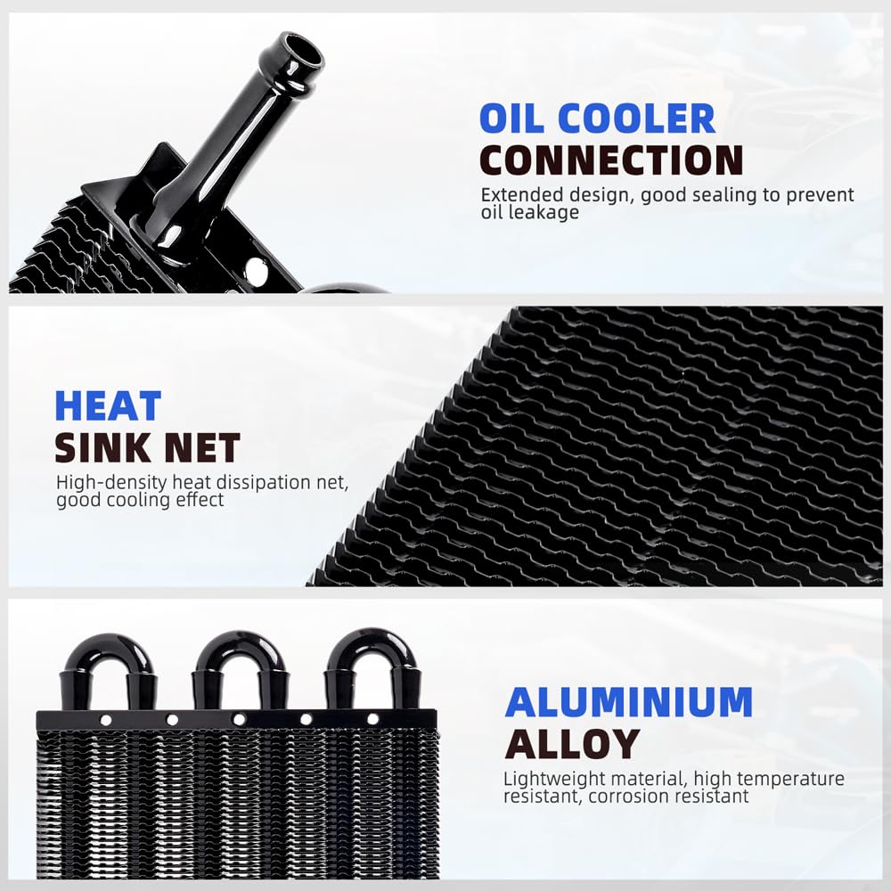Bartoo Universal 5/16'' Transmission Oil Cooler Kit, Aluminium Alloy 6 Pass Tube And Fin Oil Cooler Kit(Black)