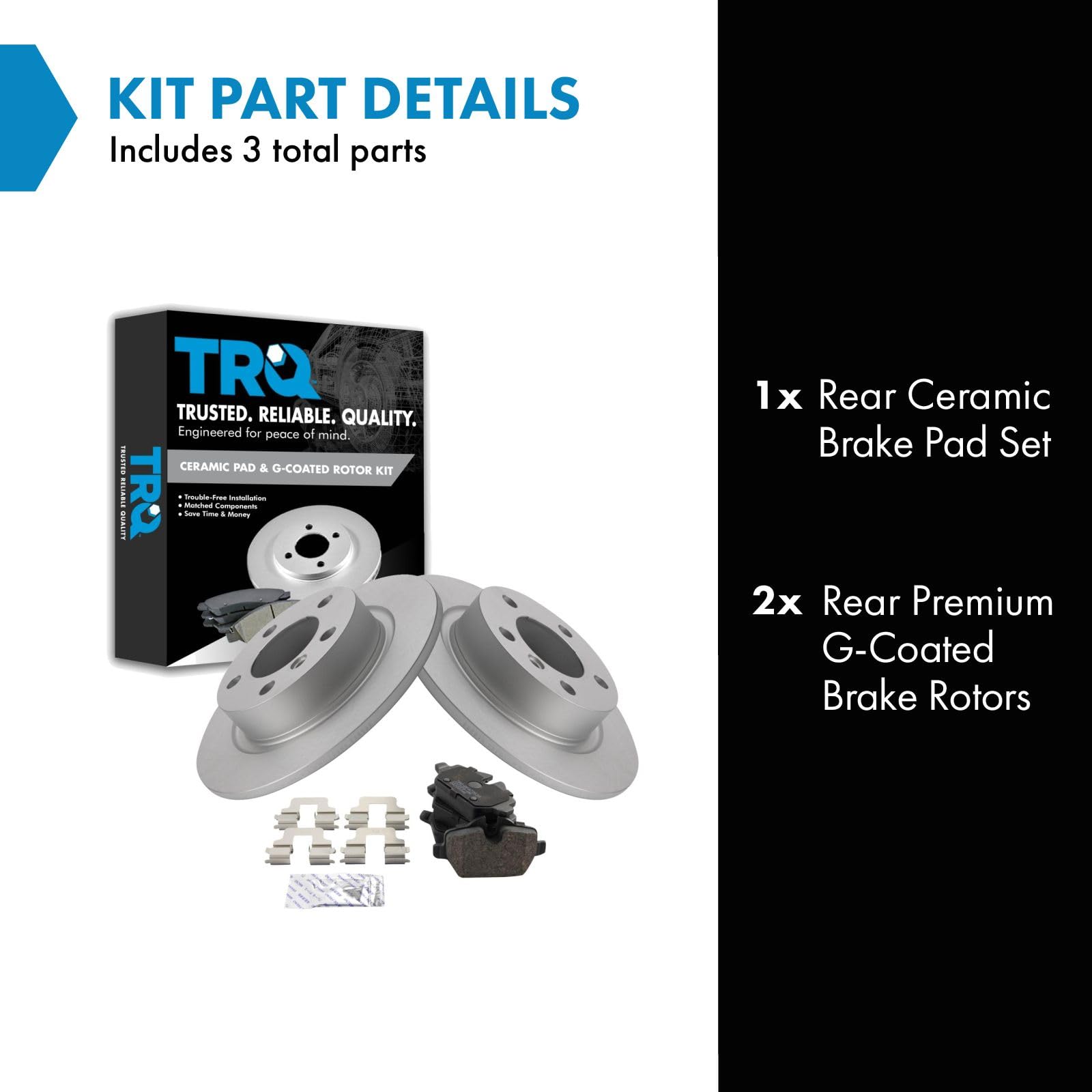 Trq Rear Brake Pad & Rotor Kit Brake Pads Brake Rotor Ceramic Premium G-Coated Compatible With 2011-2016 Mini Cooper Countryman