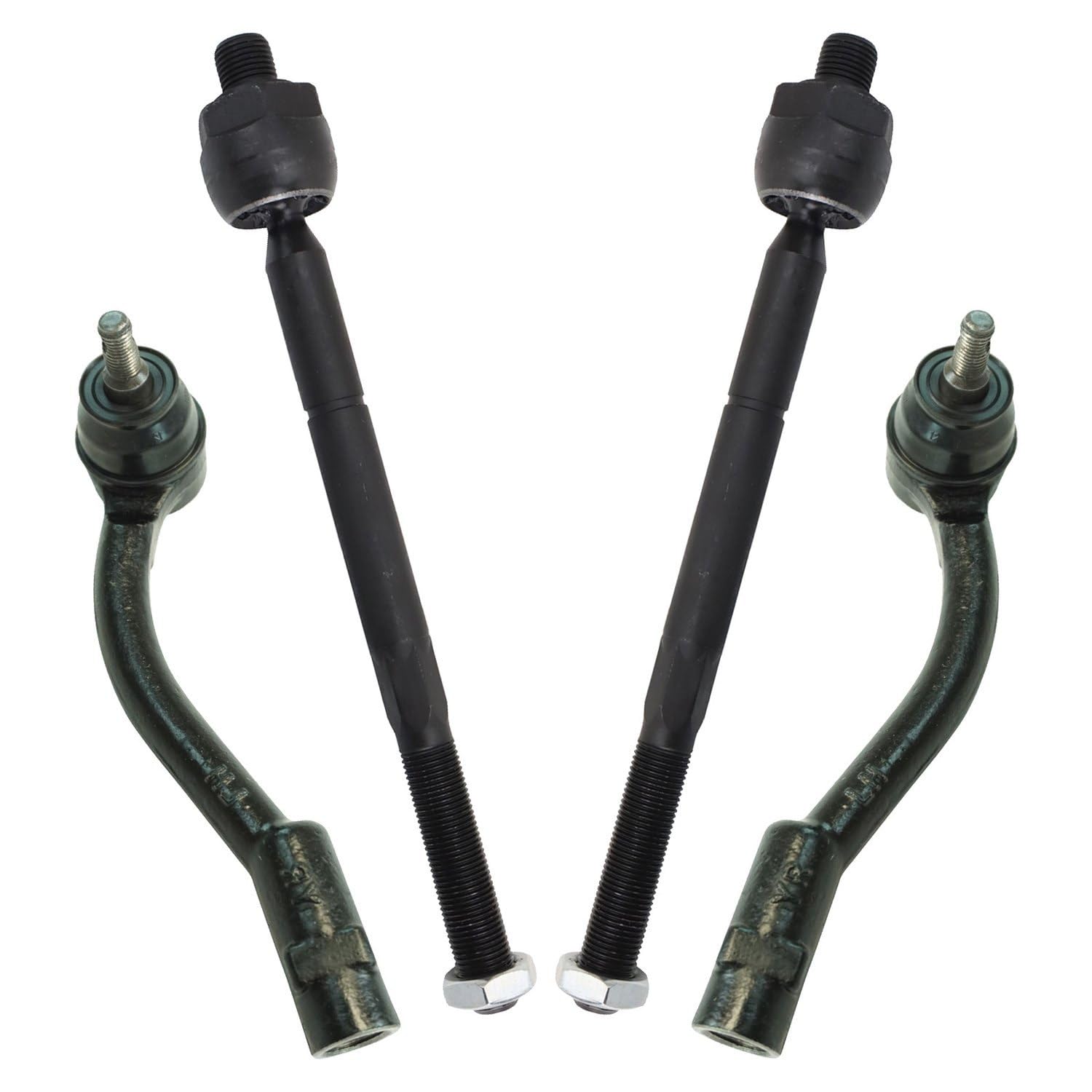 TRQ Front Inner and Outer Tie Rod Set Compatible with 2012-2013 Kia Soul