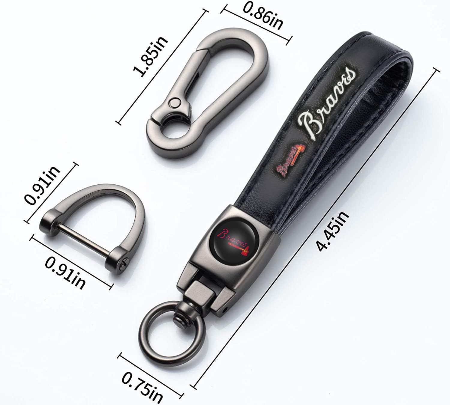 Laserswing For Atlanta Braves Baseball Fans Car Keychain Keyring Accessories, Leather Car Key Chain Replacement For Key Fob Hold