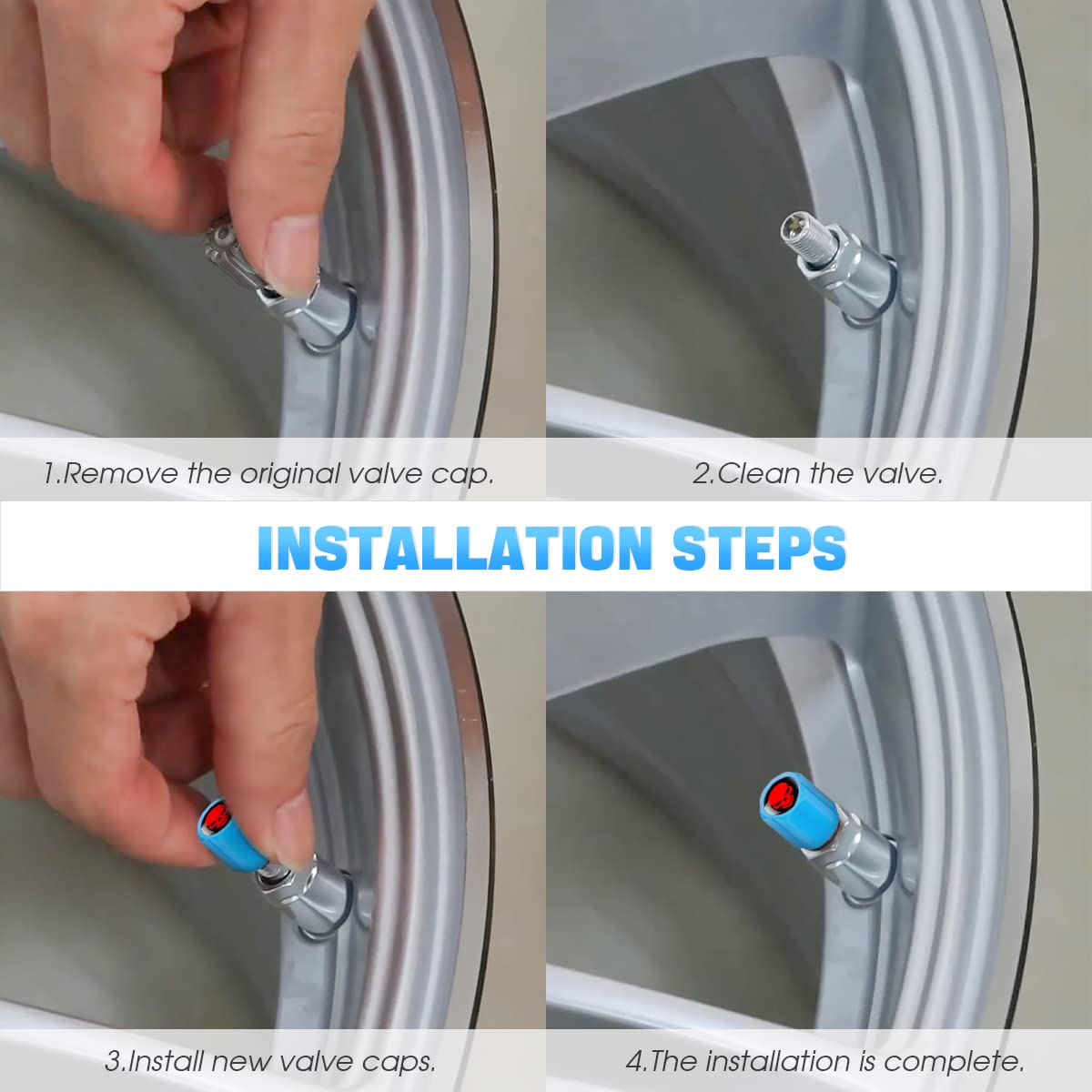 Luminous Auto Tire Valve Stem Caps, 12Pcs Skull Illuminated Wheel Valve Stem Cover, Night Glow Wheels Cap Corrosion Resistant, Fluorescent Tire Valve Caps Fit For Cars, Suvs, Trucks, Bikes (Pink)