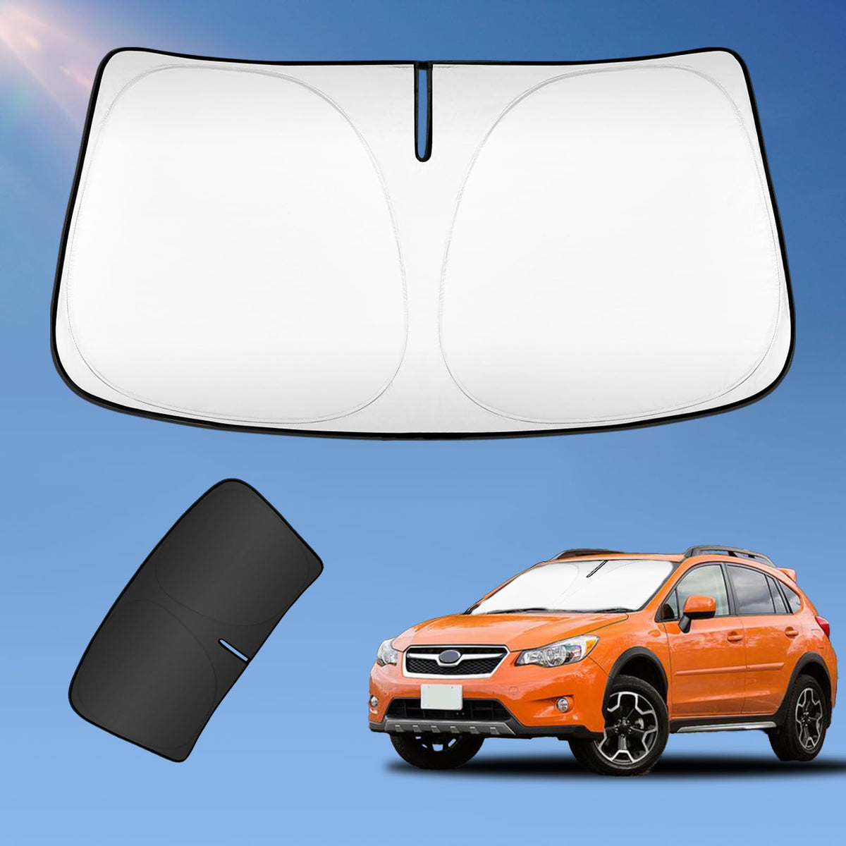 Sun Shade Sunshade For Subaru Crosstrek 2021-2024 2025 Windshield Cover, 2-Layers Sun Shield 240T Silver Coating Sun Visor Cross