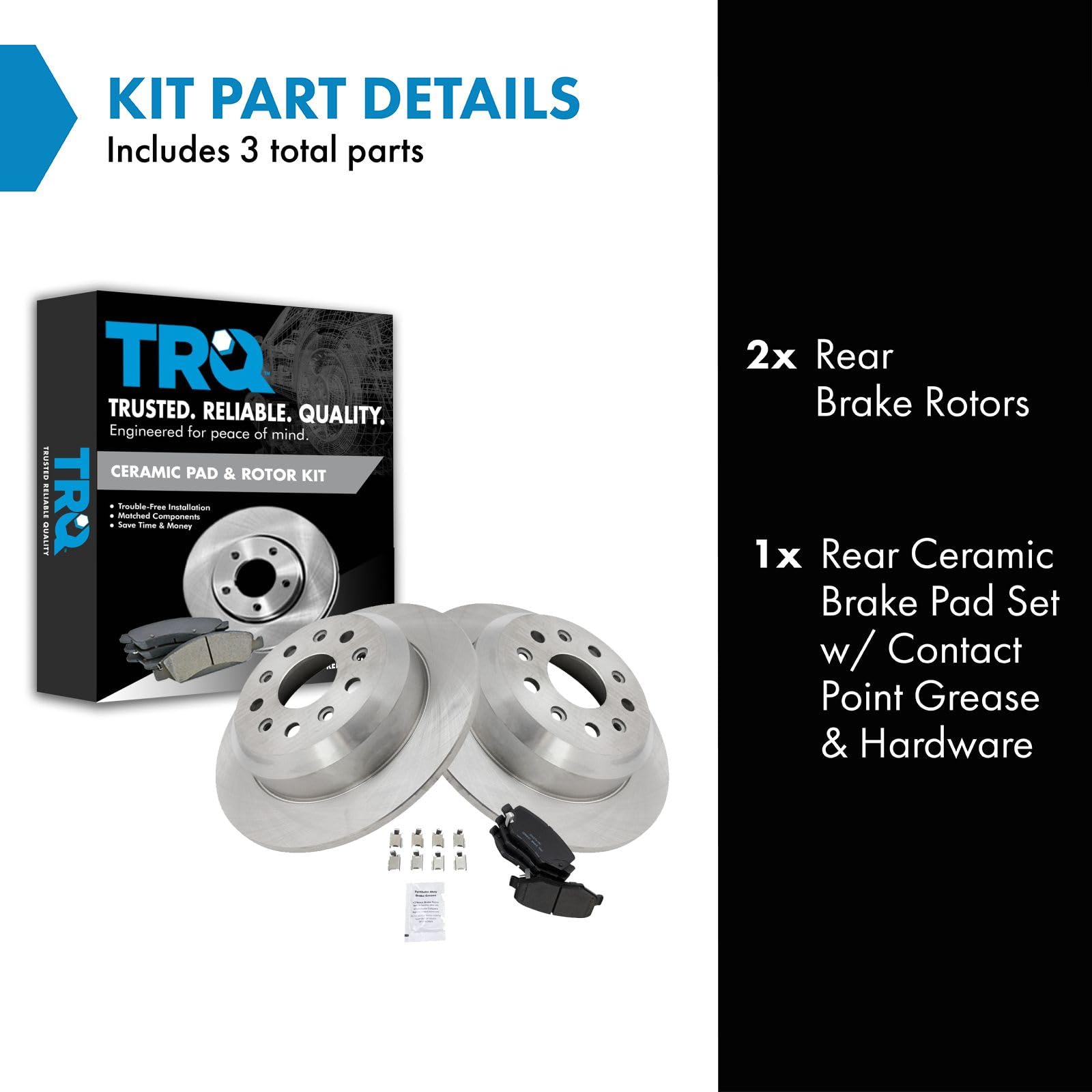 TRQ Brake Pad & Rotor Kit Brake Pads Brake Rotor Ceramic Compatible with 2018-2020 Jeep Wrangler