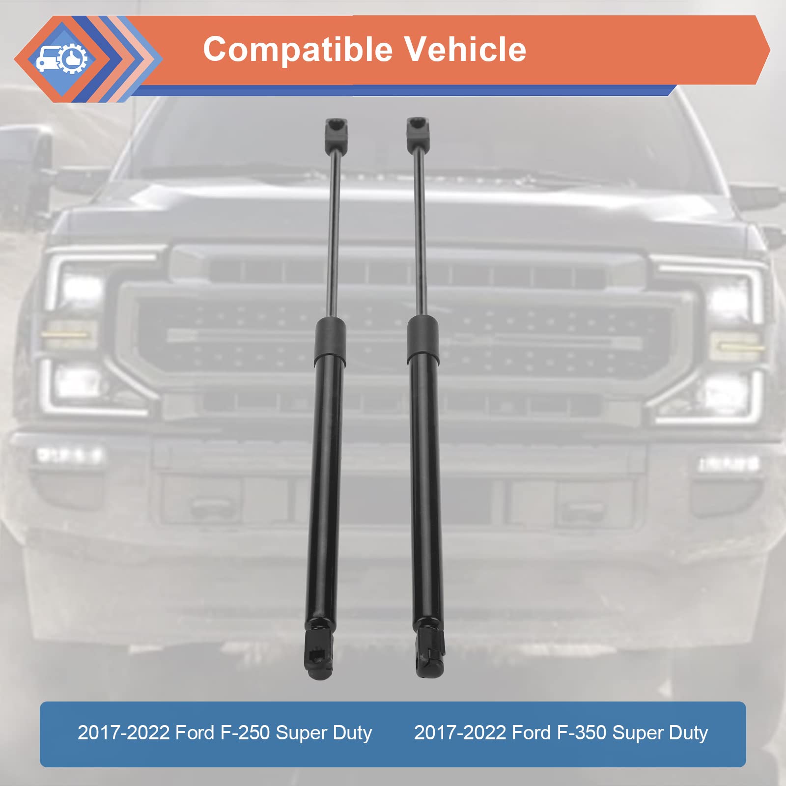 ZONFANT Hood Lift Supports Compatible with 2017-2022 Ford F250 F350 Super Duty, Replace#4B965360 4B-965360 HC3Z16C826A HC3Z-16C8