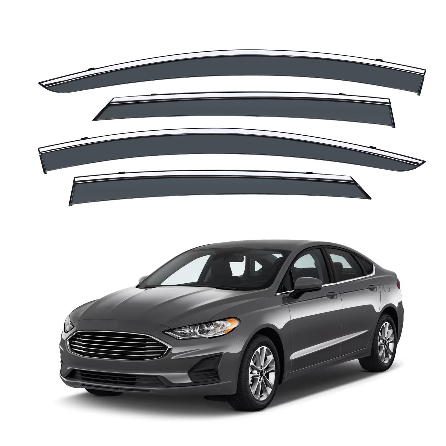 Vesul Tape On Polycarbonate Rain Guards Window Visors Compatible With Ford Fusion 2013-2020 Window Wind Deflector Shield Cover W