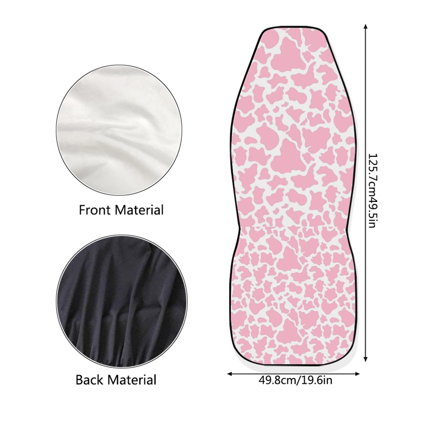 Dreaweet Pink Cow Animal Print Car Seat Cover 2 Pcs Car Accessories for Women Ladies Soft Car Seat Cushion Durable Auto Front Bu