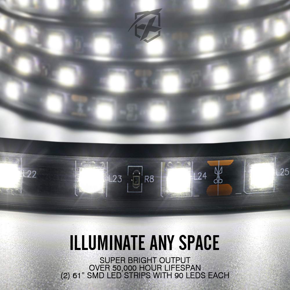 Xprite 60'' Inch White LED Truck Bed Lights Strip Kit, Decoration Lighting Bar for Cargo Pickup Trucks Tonneau Cover Van SUV RV