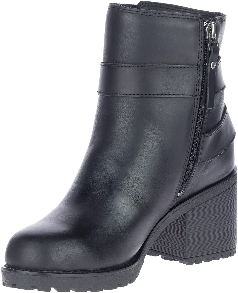 HARLEY-DAVIDSON FOOTWEAR Women's Lalanne Double Strap Motorcycle Boot, Black, 5.5