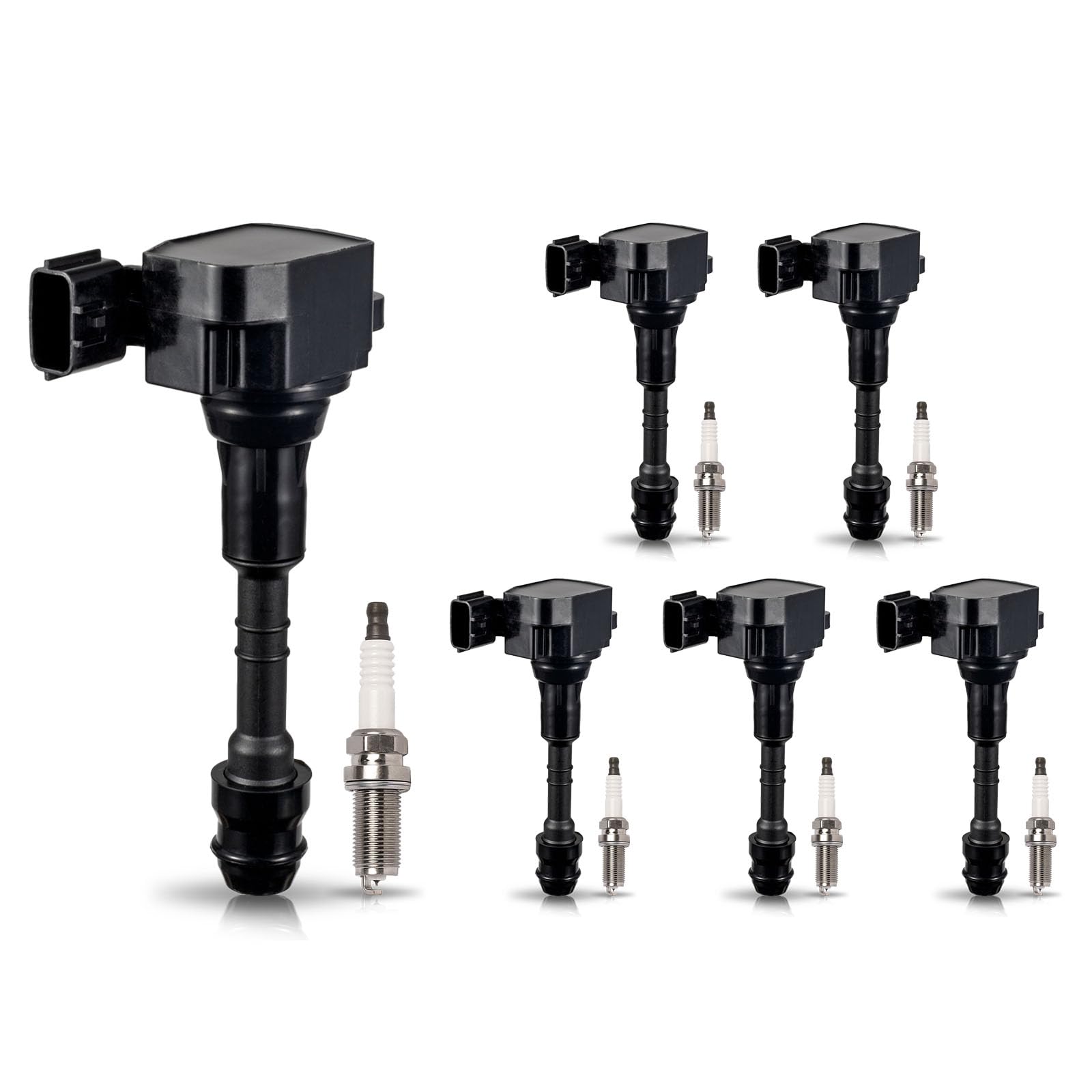 Ena Set Of 6 Ignition Coil And Iridium Spark Plug Compatible With Nissan Infiniti Frontier Nv1500 Nv2500 Nv3500 Xterra Pathfinde