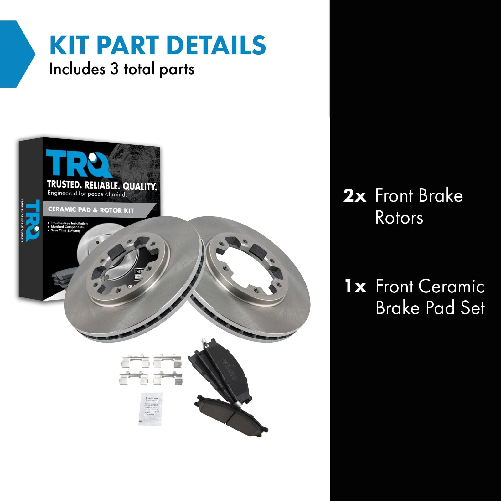 Trq Front Brake Pad & Rotor Kit Brake Pads Brake Rotor Ceramic Compatible With 1986-1994 Nissan D21 1999-2002 Frontier 1987-1995