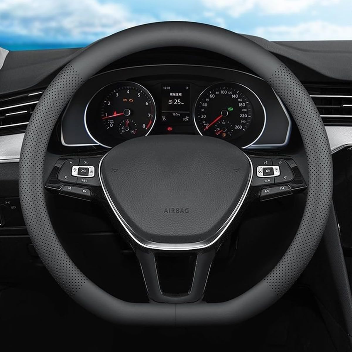 Xhring D-Shaped Car Steering Wheel Cover For Volkswagen Vw Atlas Tiguan Id.4 Taos Passat Golf Jetta Beetle Polo Gti Cc Touareg S