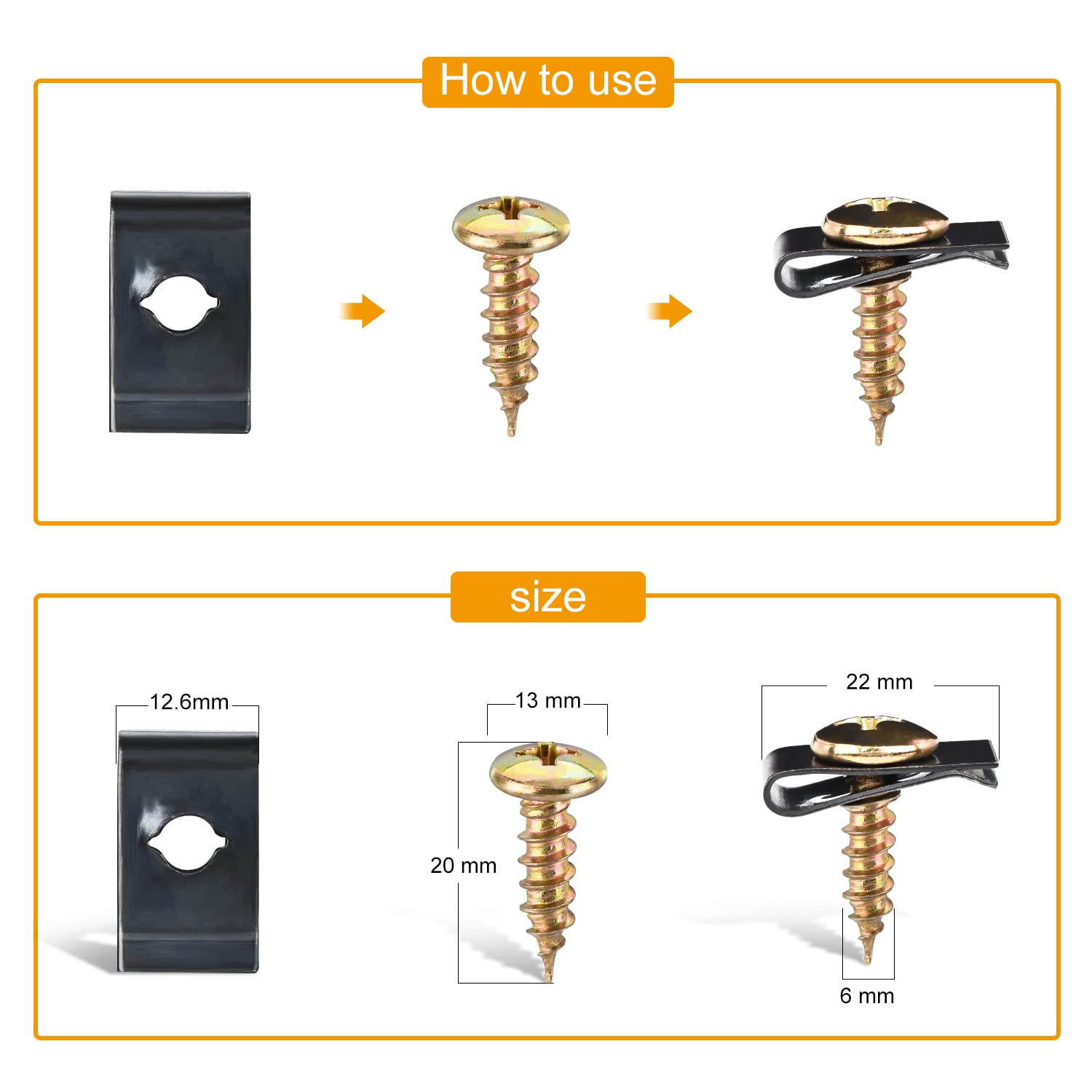 Gooacc 170Pcs Car U-Clip And Screw Assortment Kit 9 Different Sizes Automotive U Nut And Screw Clip Replacement Parts For Dash Door Panel Interior