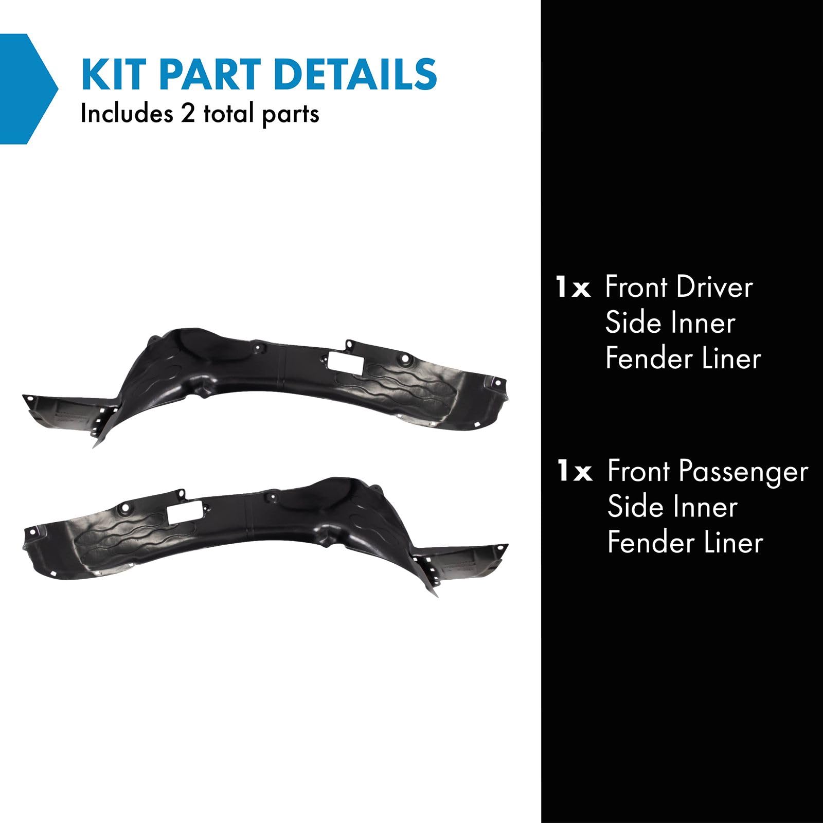 Trq Front Inner Fender Liner Set Compatible With 2012-2015 Kia Rio Ki1248120 Ki1248136 Ki1249120 Ki1249136
