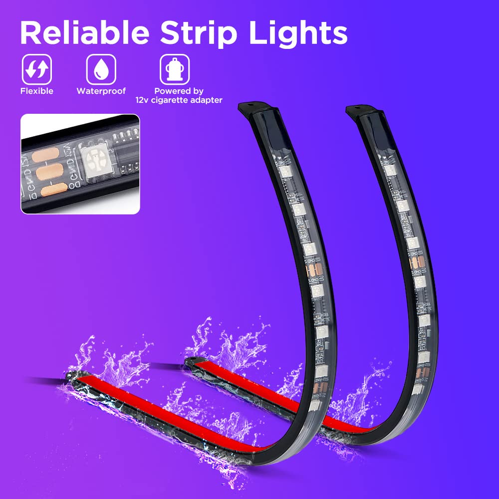 Xprite Dreamcolor Led Neon Car Interior Bluetooth Lights Strip With Remote & App Control, Footwell Under Dash Rgb Chasing Inside