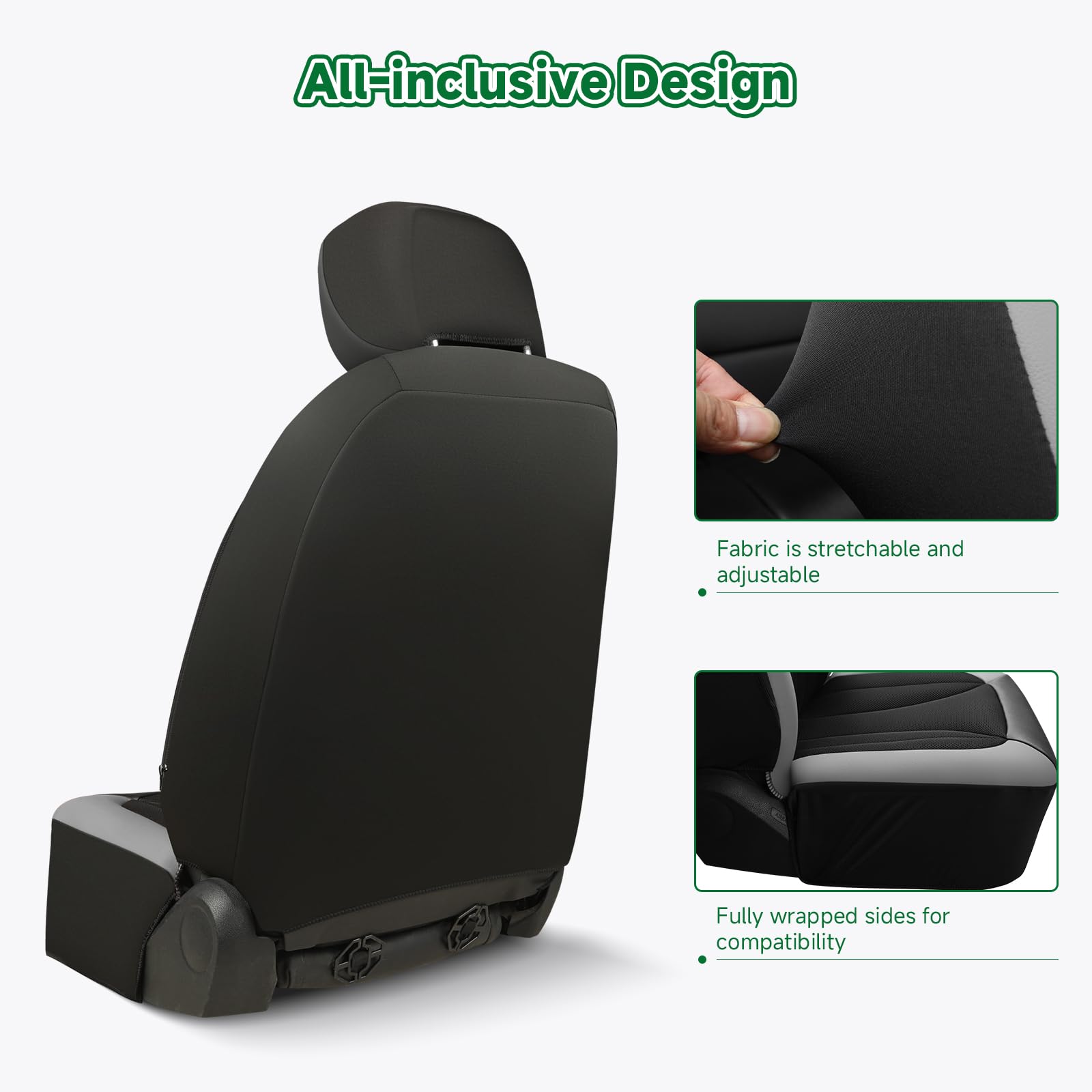 Giant Panda Fit Gmc Sierra 1500 2500 3500 Canyon Front Car Seat Cover, 3D Air Mesh Breathable Seat Protector(Grey) 2-Pack