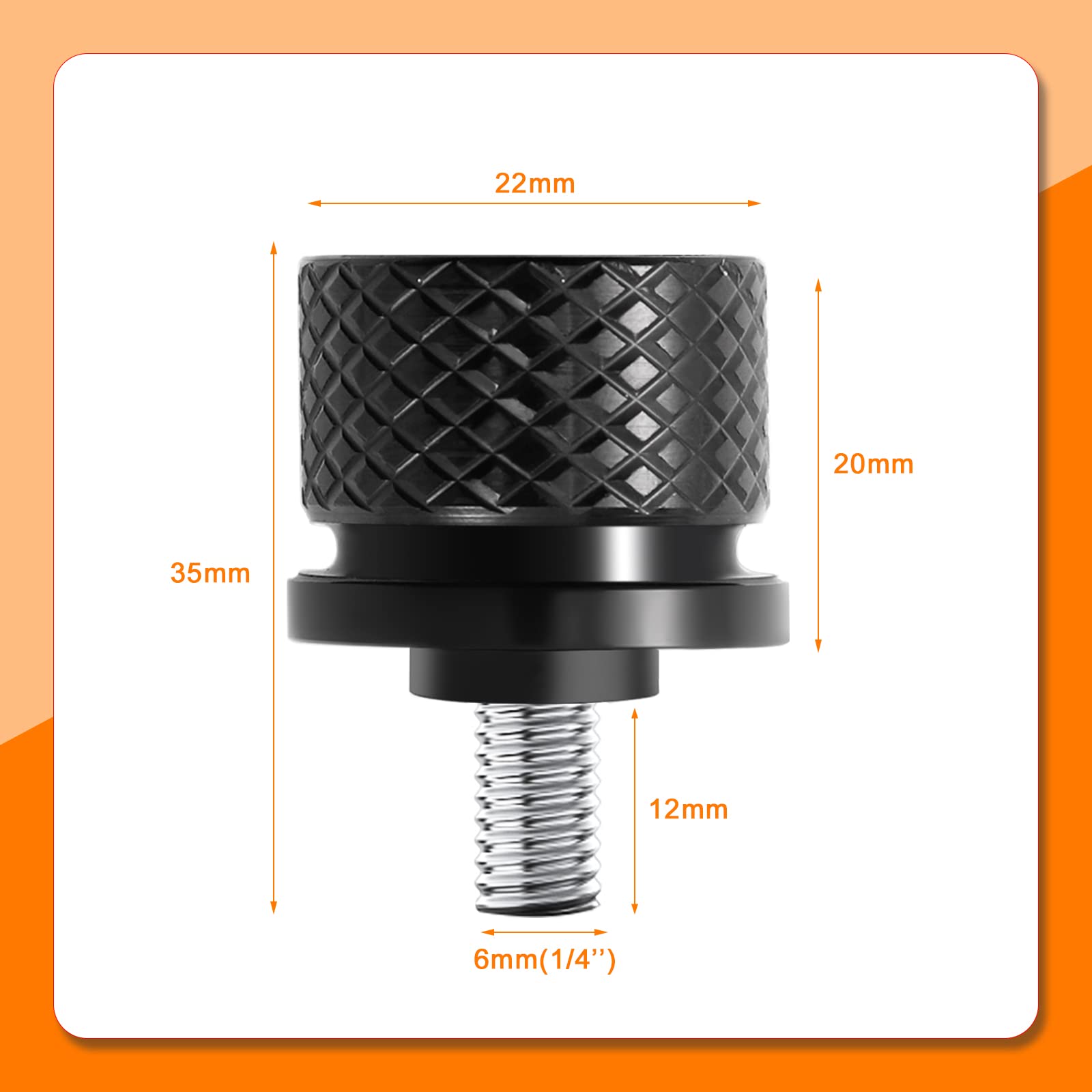 Eumti Stainless Knurled Fender Rear Seat Bolt Screw 1/4'-20 Thread Skull Pattern Black Eyes Compatible With Harley Davidson Touring Softail Dyna Sportster Cvo Fatbob 1996-2024