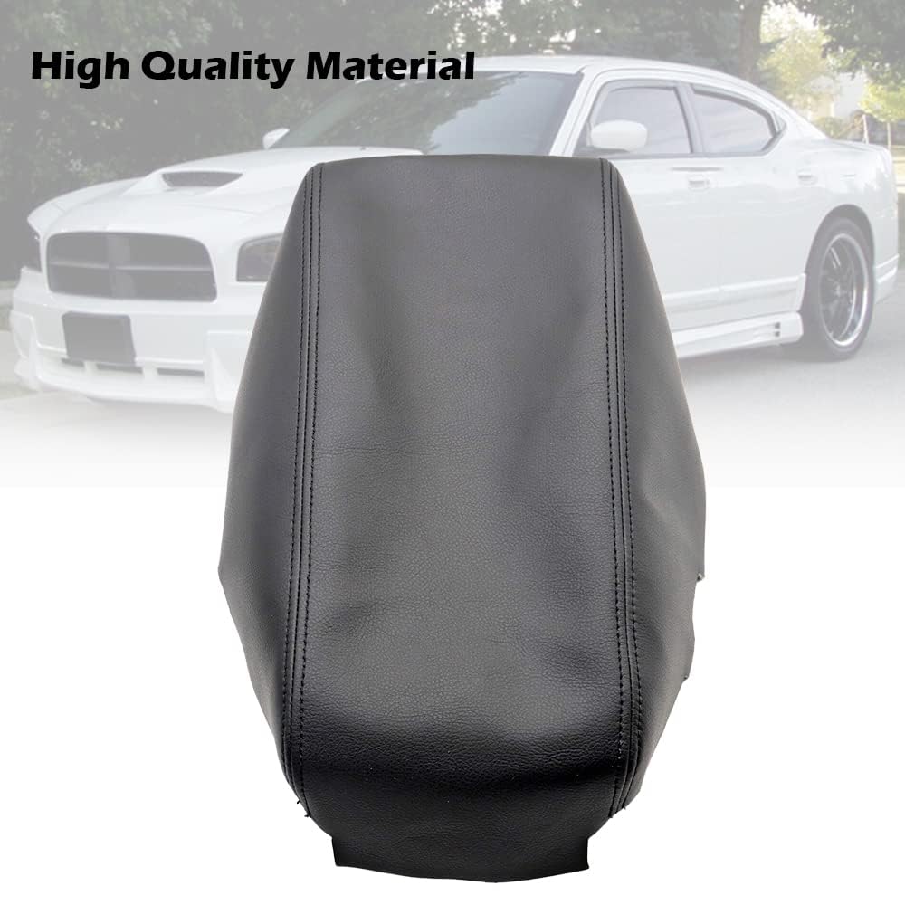 Pit66 Center Console Armrest Lid Cover Black, Compatible With 2008 2009 2010 Dodge Charger