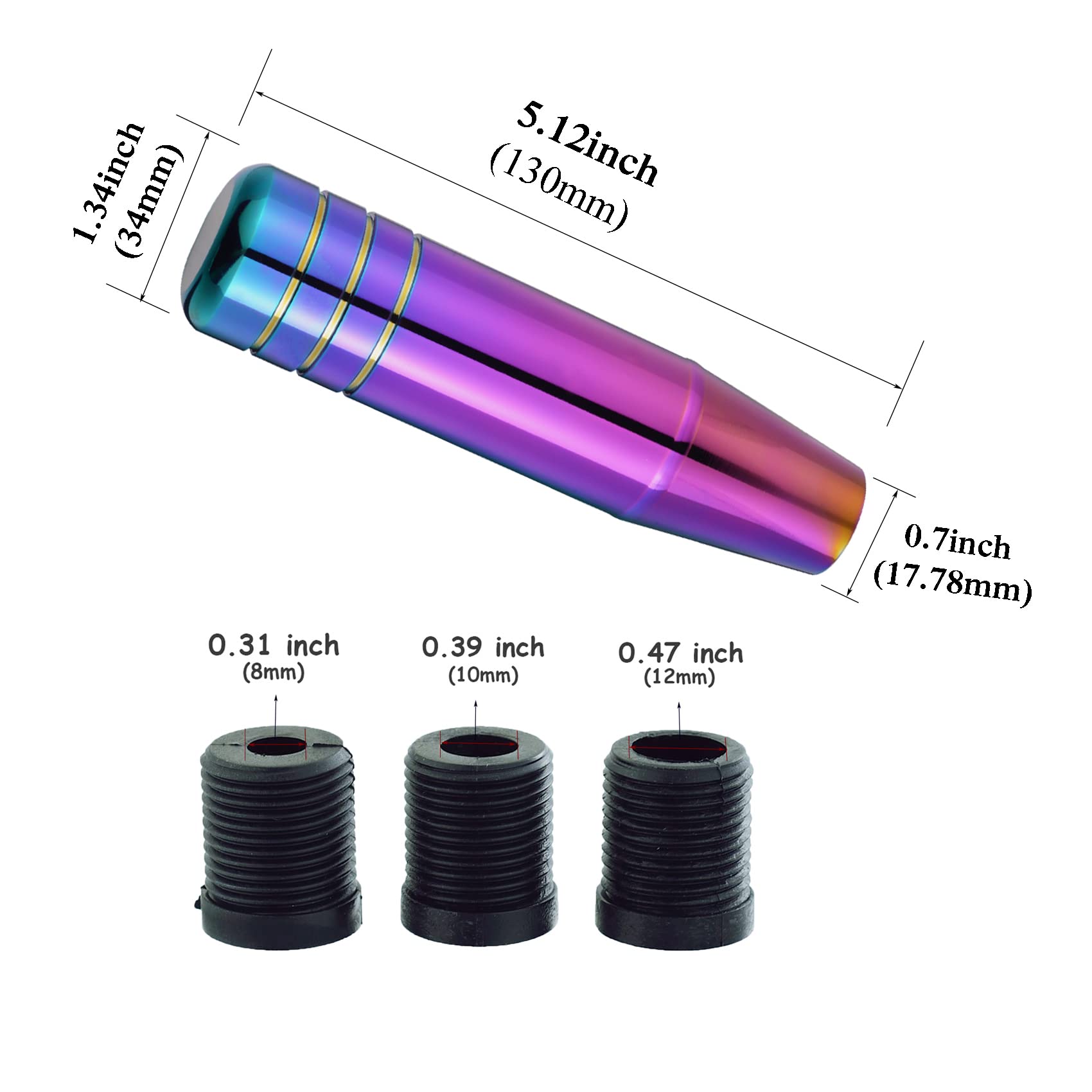 Abfer 5 Heavy Weighted Shifter Knob, Aluminum Alloy Car Gear Lever Metal Stick Shift Handle Fit Most Automatic Manual Vehicle (Multicolor)