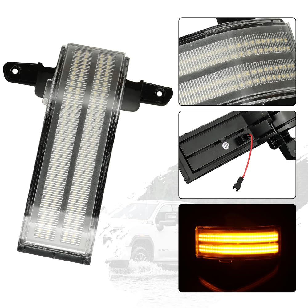 Roccs Blinker Yellow Full Led Side Tow Mirror Marker Light Fit For 3Rd Generation Chevy Silverado / 4Th Generation Gmc Sierra 20