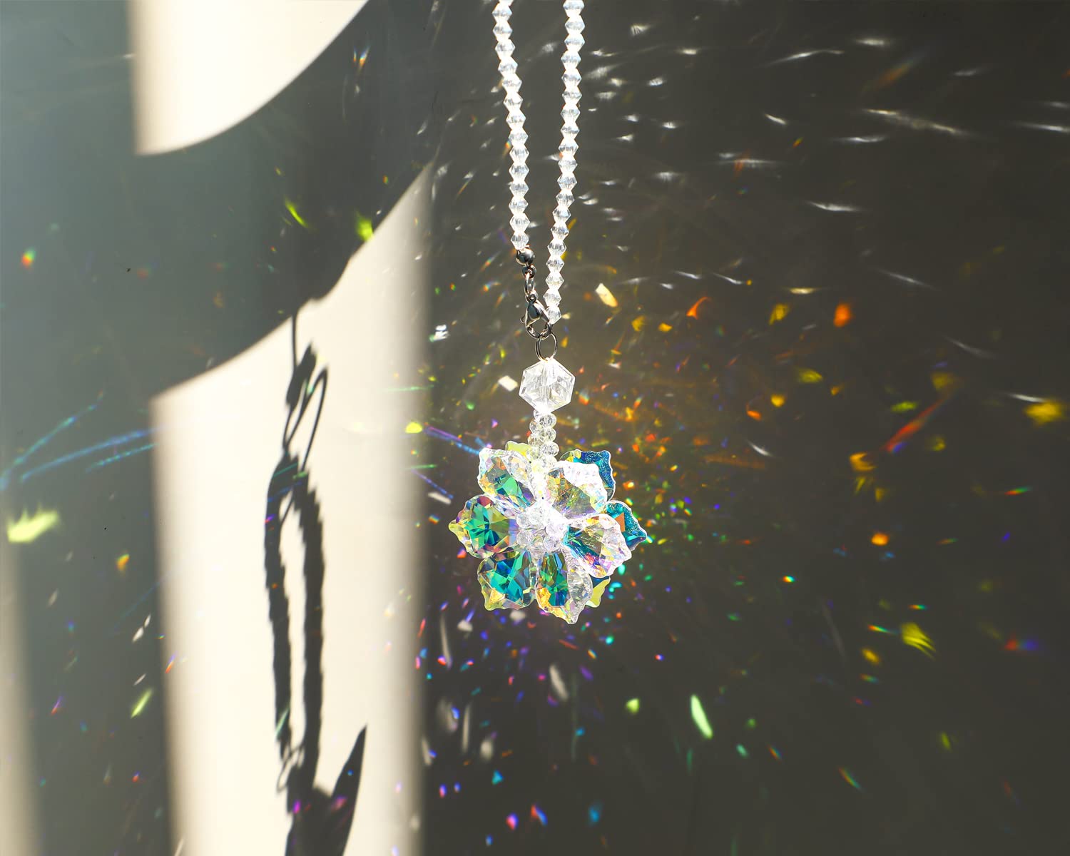 H&D Hyaline & Dora Crystal Snowflake Car Pendant Lucky Hanging Ornament Car Interior Mirror Decoration Car Accessories Home Deco