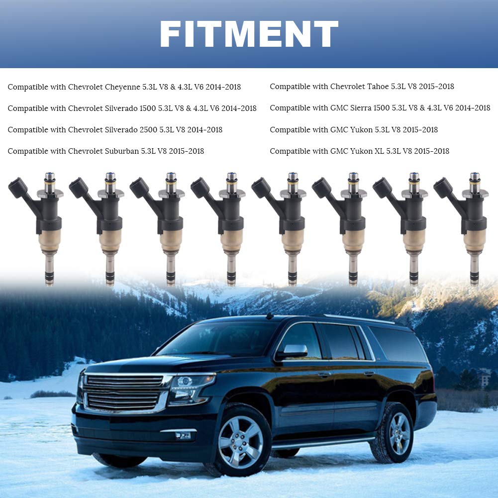 Jdmon Compatible With Fuel Injectors Chevrolet Silverado 1500 2500 Tahoe Suburban Cheyenne Gmc Sierra 1500 Yukon 5.3L 2014 2015 2016 2017 2018 Replace 12668390 Fj1217 Pack Of 8