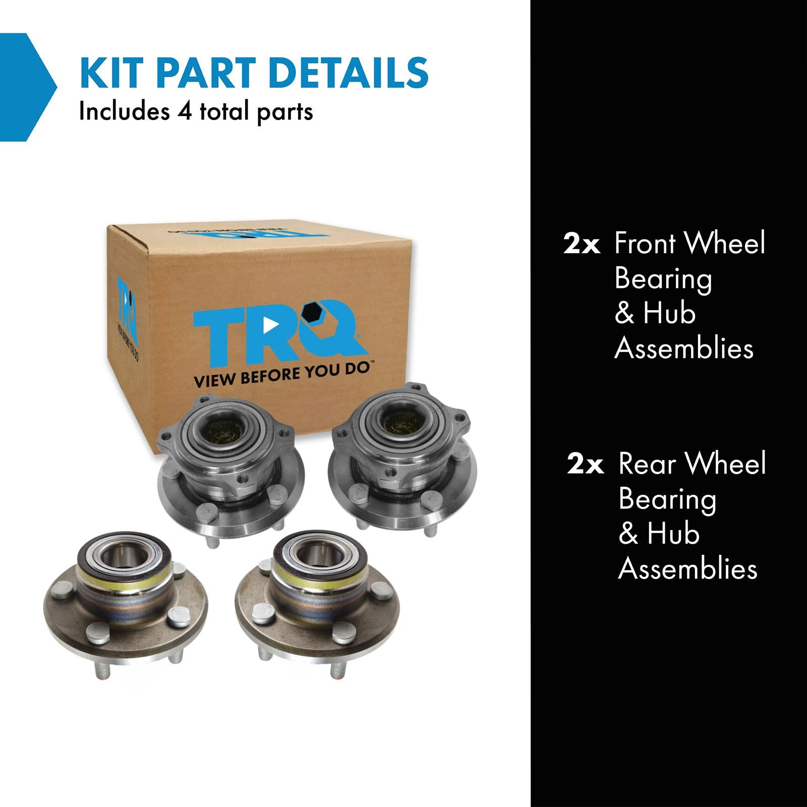 Trq Wheel Hub Bearings Assembly Set Compatible With 2005-2009 Chrysler 300 2008 Dodge Challenger 2006-2009 Charger 2005-2008 Mag