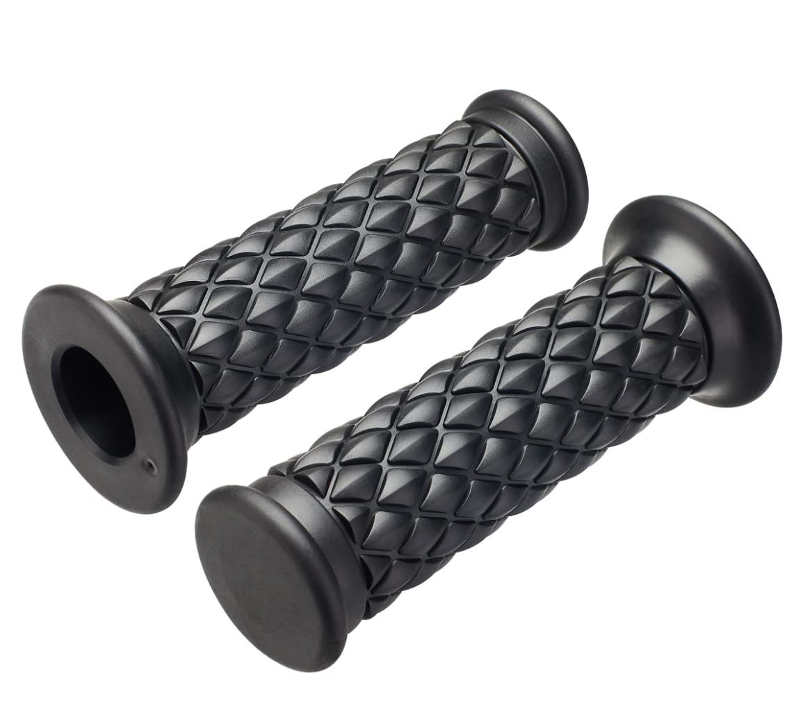 Nuoxinus Motorcycle Hand Grips With Bar End Cap, Non Slip Rubber Handlebar Thruster Grip Universal For 7/8'' 22Mm 1'' 24Mm Handl