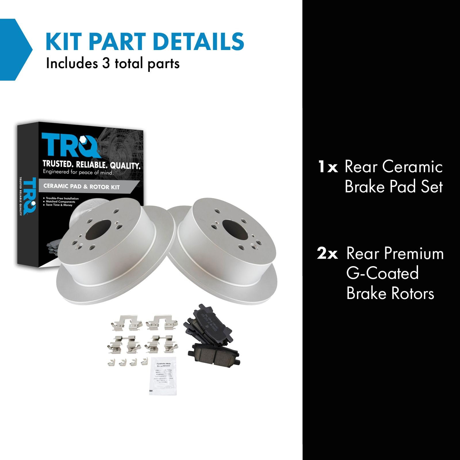 Trq Rear Brake Pad & Rotor Kit Brake Pads Brake Rotor Ceramic Premium G-Coated Compatible With 2004-2006 Lexus Rx330 2007-2009 R