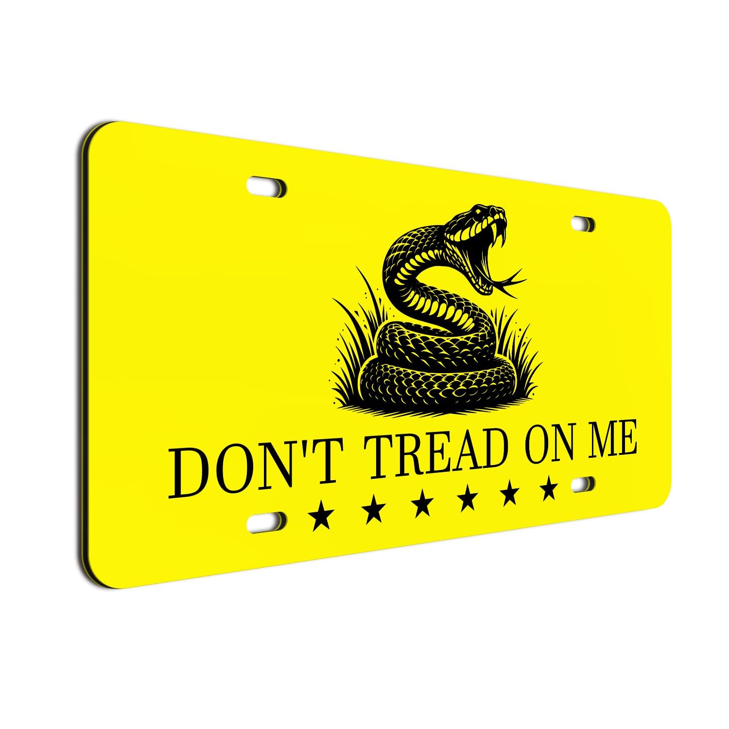 Jass Graphix Don'T Tread On Me Car Tag, Gadsden Flag License Plate - Bright Yellow Don'T Tread On Me Design, Outdoor Durable Mat