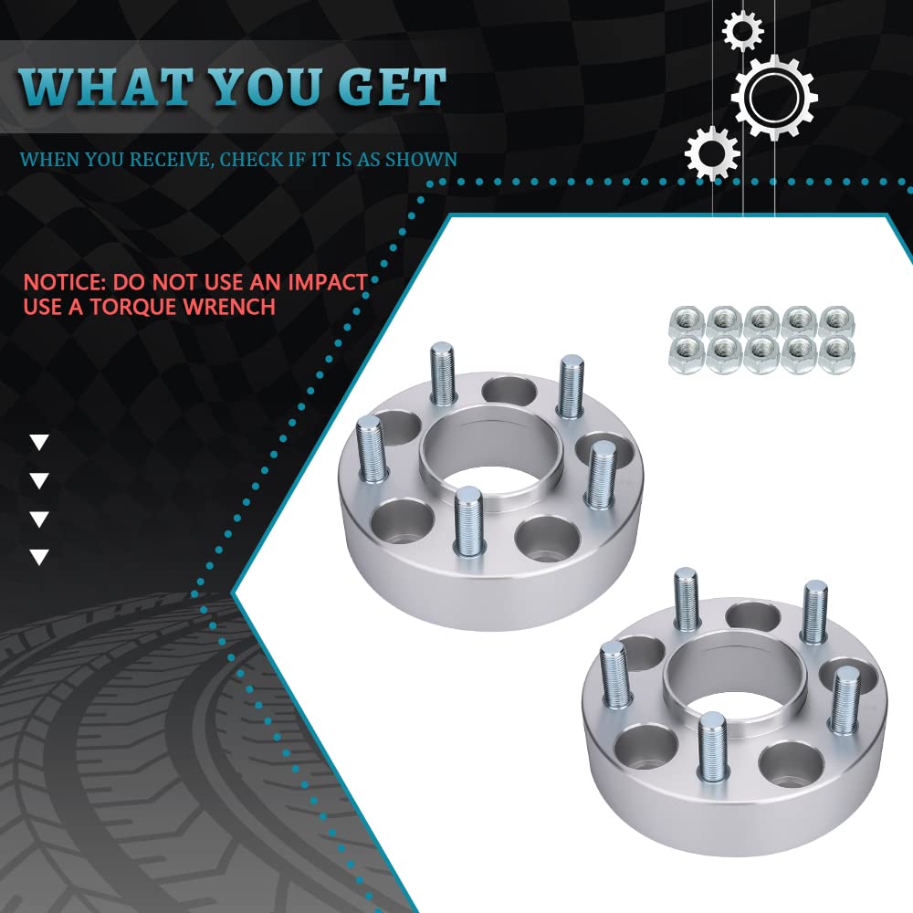 IRONTEK 1.5'' 5x114.3mm Wheel Spacers for Ford Lincoln Mazda 5x4.5'' Hubcentric Wheel Spacers (1/2''x20 Studs, 70.5mm Hub Bore)