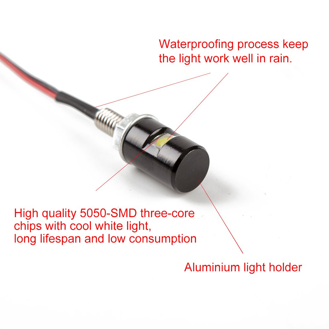 Czc Auto 2Pcs License Plate Light, License Tag Screw Bolt Lamp, 12V White Led Bulb, Waterproof/Rainproof, Black Aluminium Light