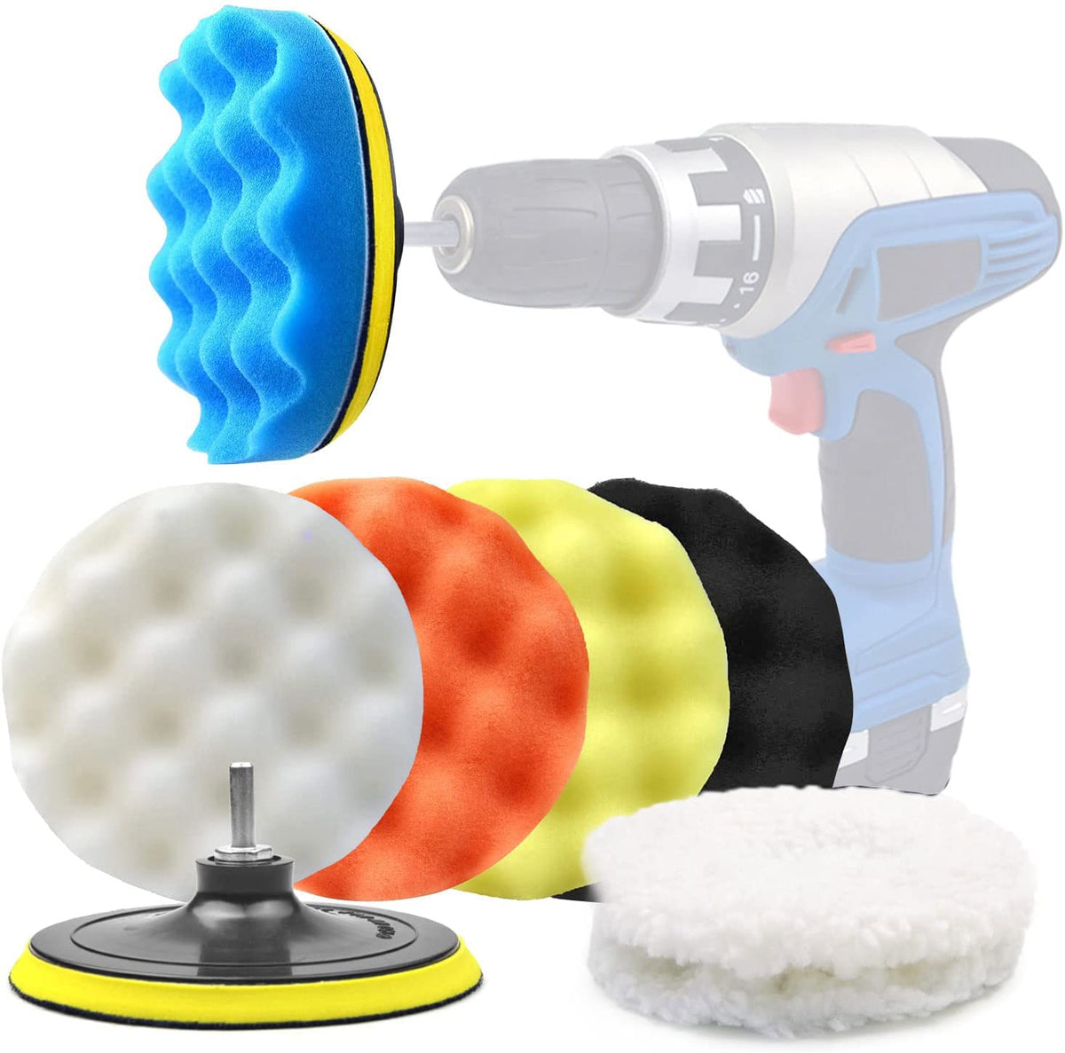 6 Inch Car Polishing & Buffing Sponge Pads Kit Wool Bonnet Pads For Household Electric Drill And Auto Polisher With 8Mm M14 Dril